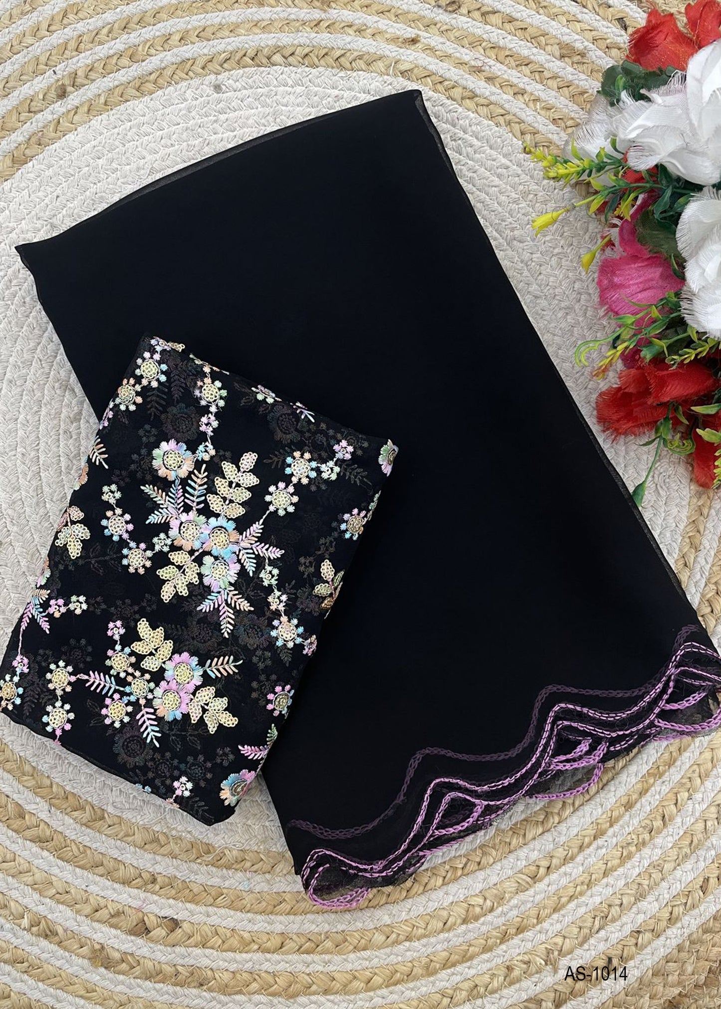 AS-1015 saree with lace and heavy work on blouse