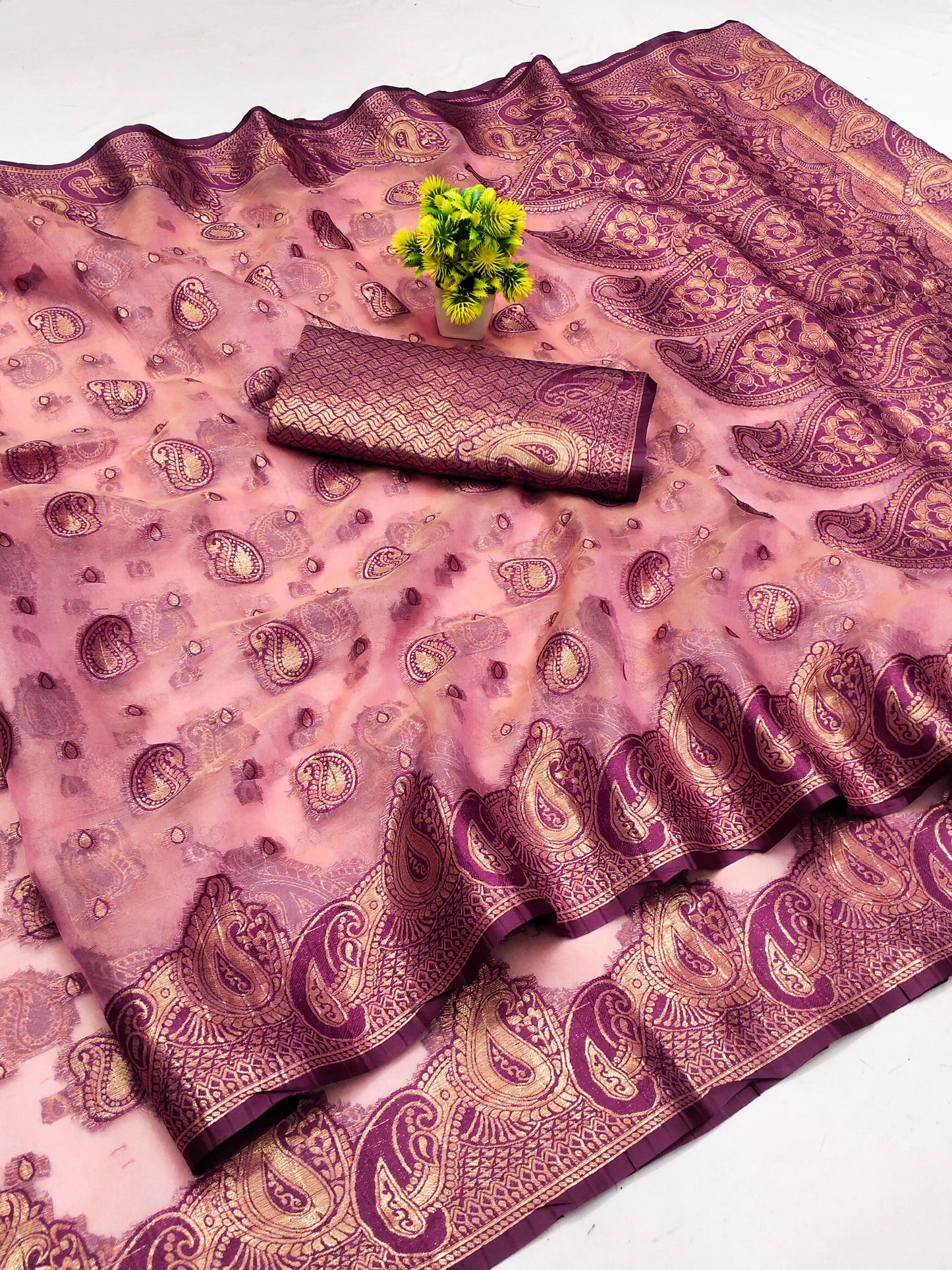 OG-BENGAL Crush Tissue Silk SAREE WITH BEAUTIFUL BUTHA DESIGN WITH CRUSH FEEL