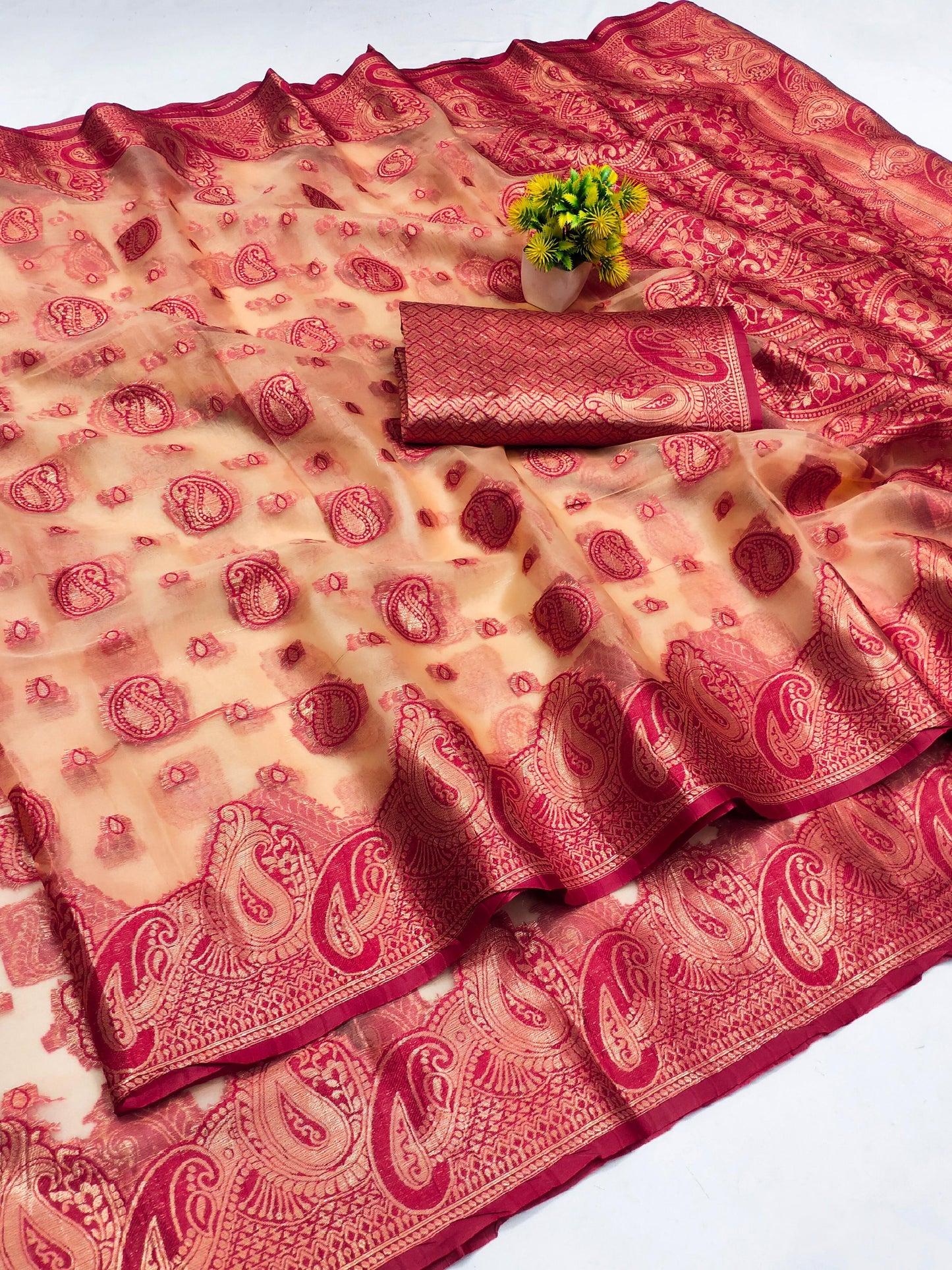 OG-BENGAL Crush Tissue Silk SAREE WITH BEAUTIFUL BUTHA DESIGN WITH CRUSH FEEL