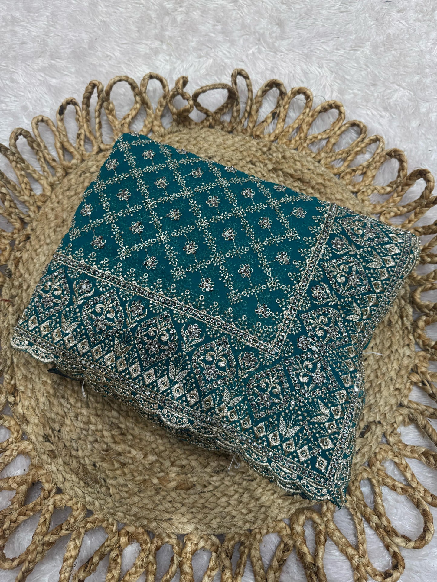 BS-DULHAN-RANI BLOOMING SAREE WITH PREMIUM HEAVY EMBROIDERY WORK WITH HEAVY DIAMOND WORK ALL OVER