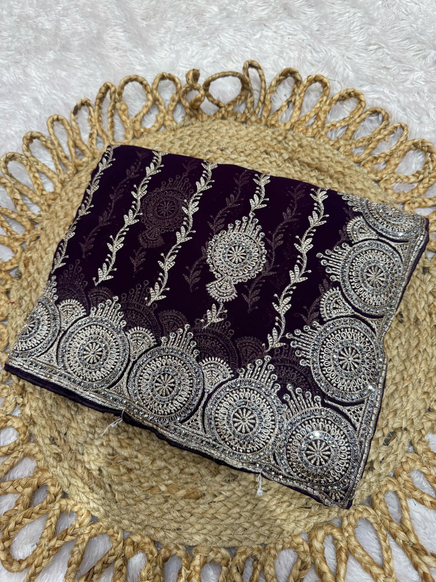 BS-SHALINI BLOOMING SAREE WITH PREMIUM HEAVY EMBROIDERY WORK LINING PATTERN WITH BHUTA DESIGN WITH HEAVY DIAMOND WORK ALL OVER
