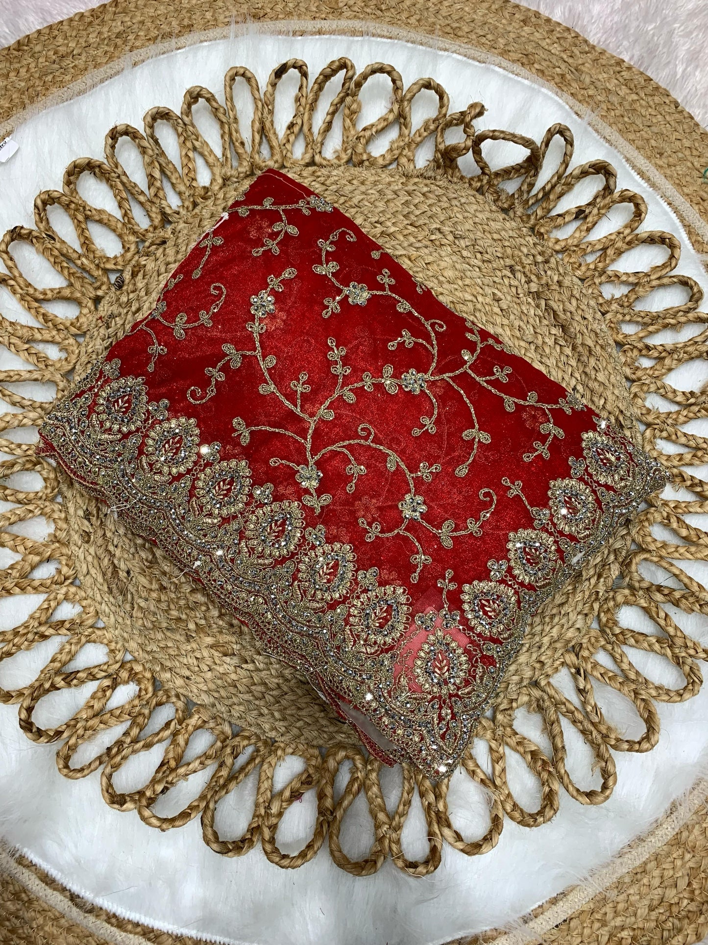BS-RESHMI-DUPPTA PREMIUM TWILL NET SAREE WITH BEAUTIFUL JHAL WORK ALL OVER WITH DIAMOND SILVER JARKAN ALL OVER THE SAREE