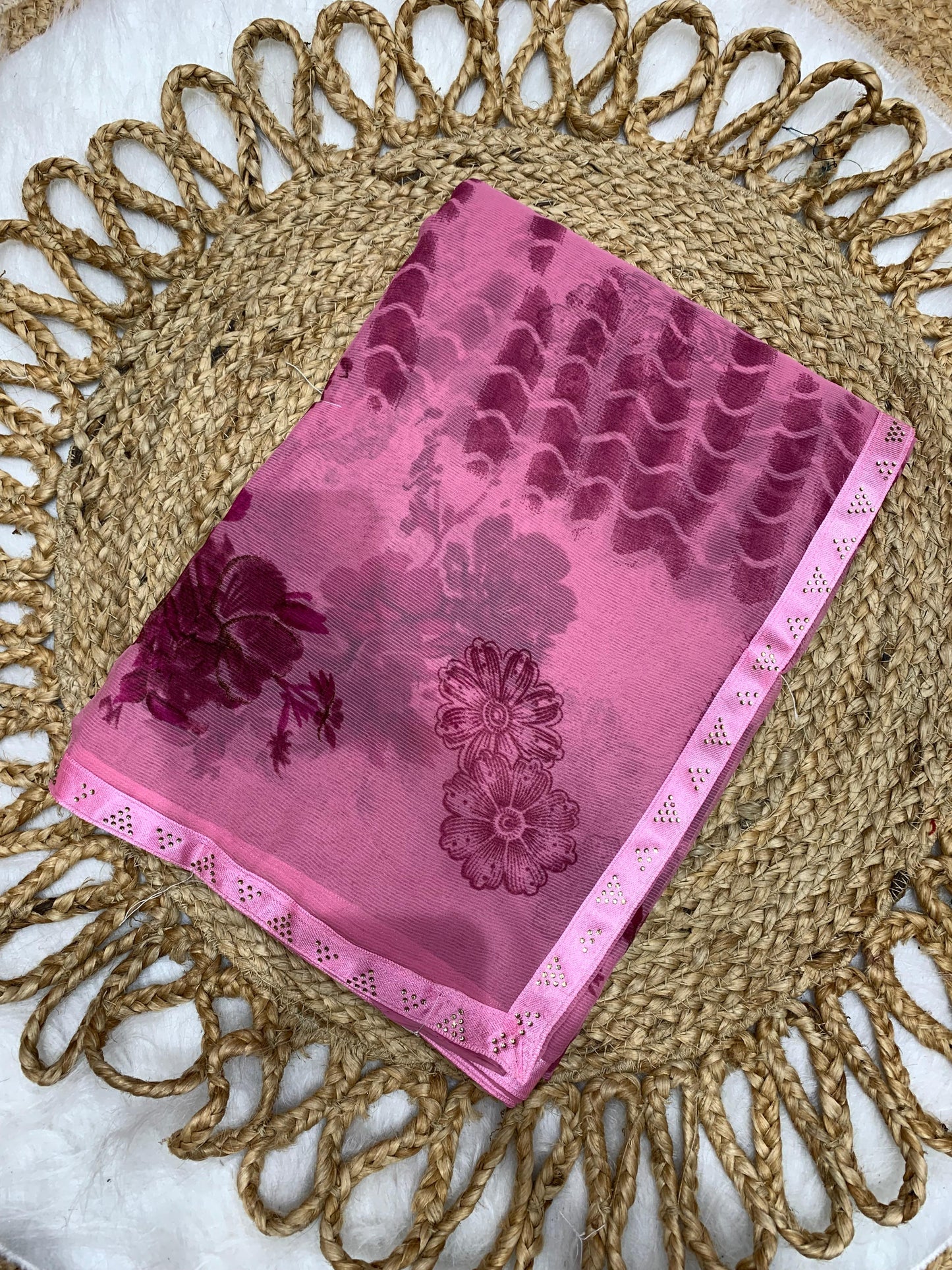 SV-LOCKDOWN 60 GRAM CHIFFON SAREE WITH SIROSKI BORDER