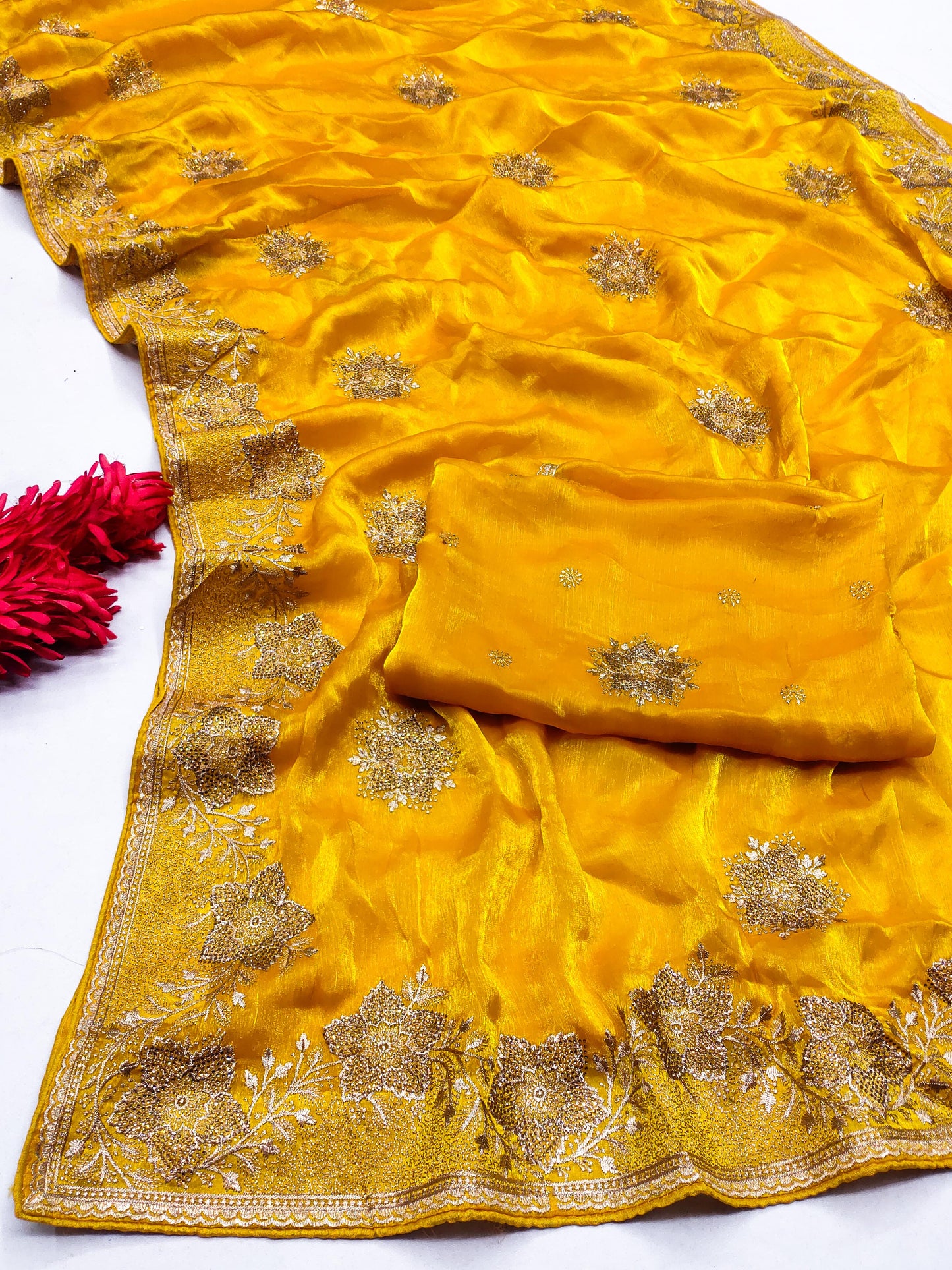 DF-DIYA PREMIUM MULMUL CHIFFON SAREE INSPIRED BY BOLLYWOOD SAREE WITH EMBROIDERRY WORK ALL OVER