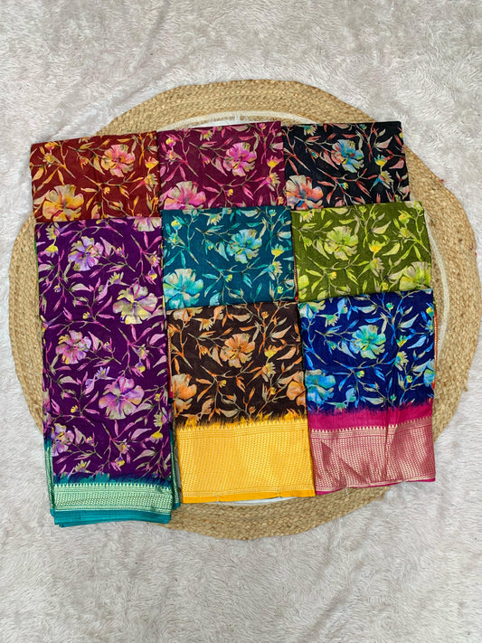 CP-7060 DOLA VISOCS SAREE WITH 6.30 MTR CUT WITH BEAUTIFUL FLOWER DESIGN