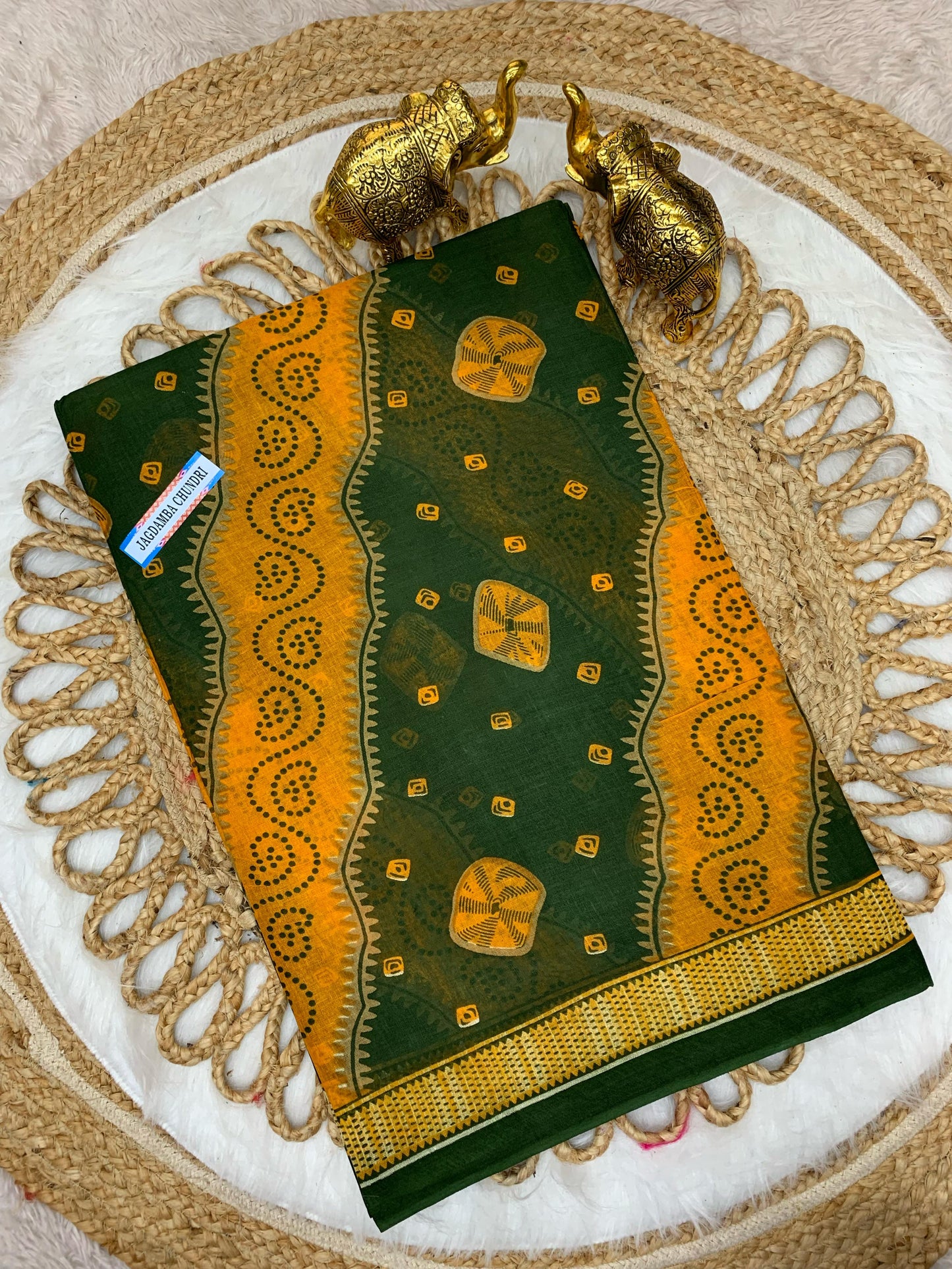 CT-JAGDAMBA-CHUNRI PURE SUTI COTTON SAREE WITH BEAUTIFUL CHUNRI PRINTS