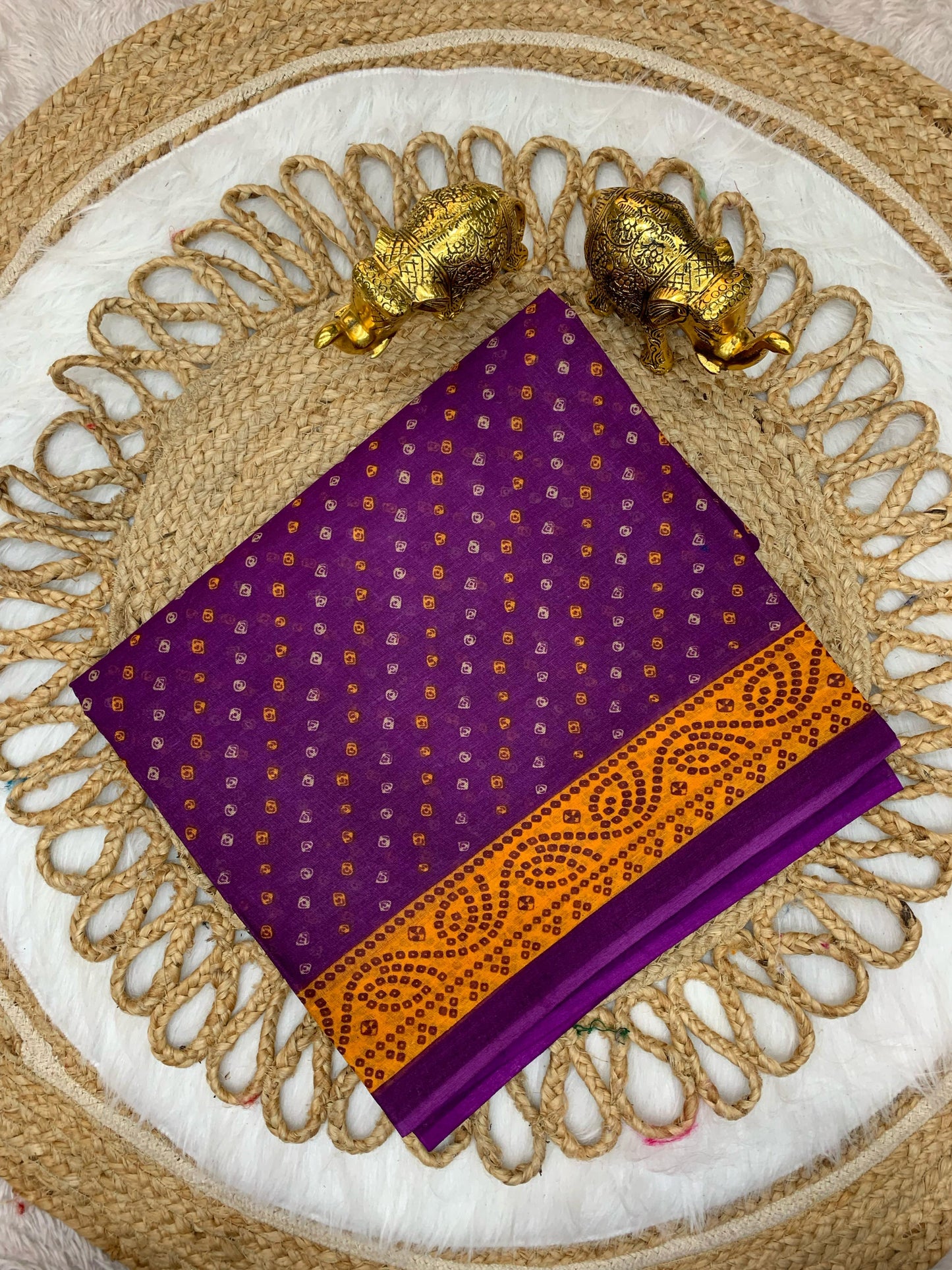 CT-JAGDAMBA-CHUNRI PURE SUTI COTTON SAREE WITH BEAUTIFUL CHUNRI PRINTS