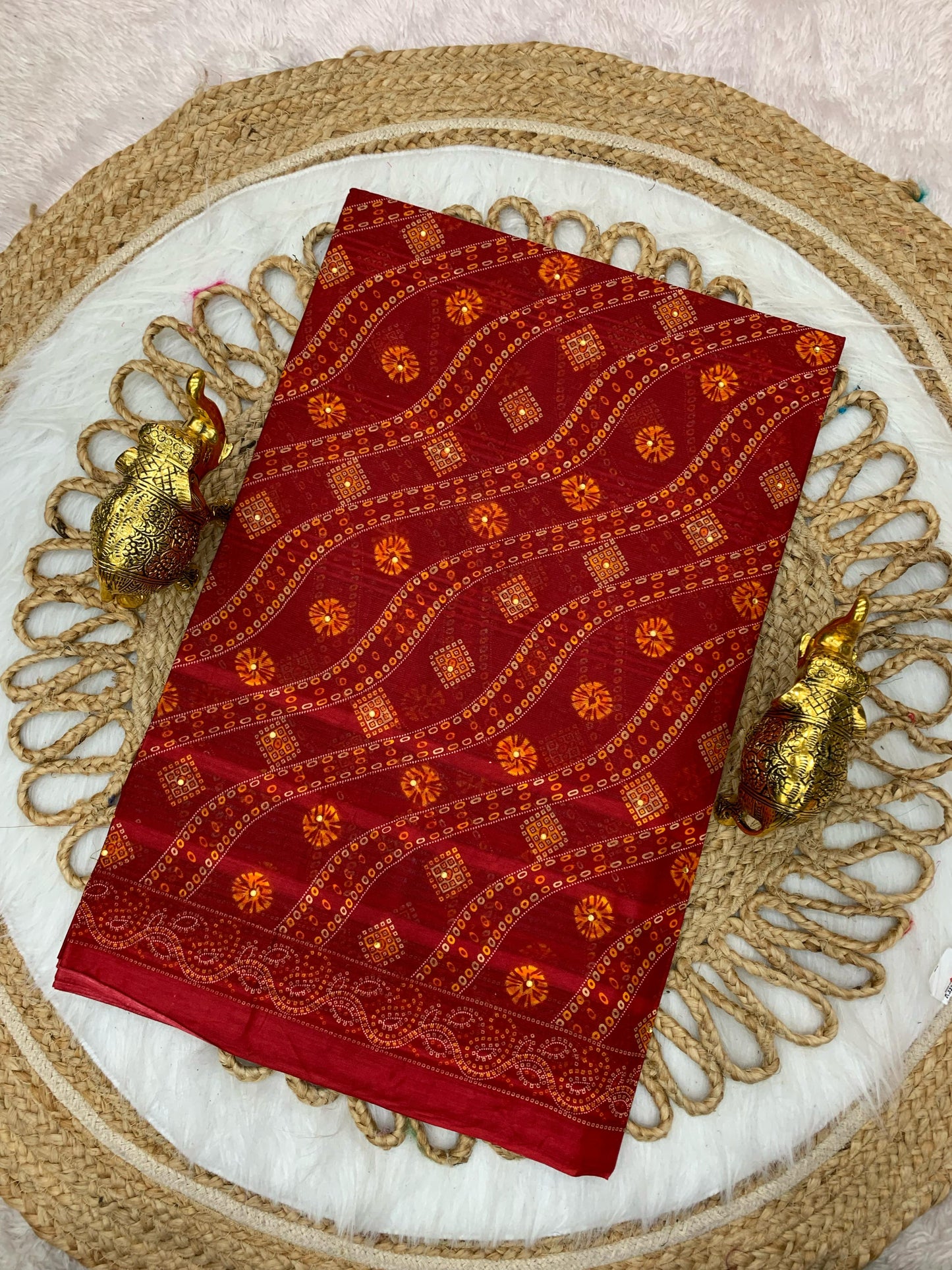 CT-DORIA-CHUNRI SUITI COTTON SAREE WITH CHUNRI PRINT WITH MOTI WORK ALL OVER