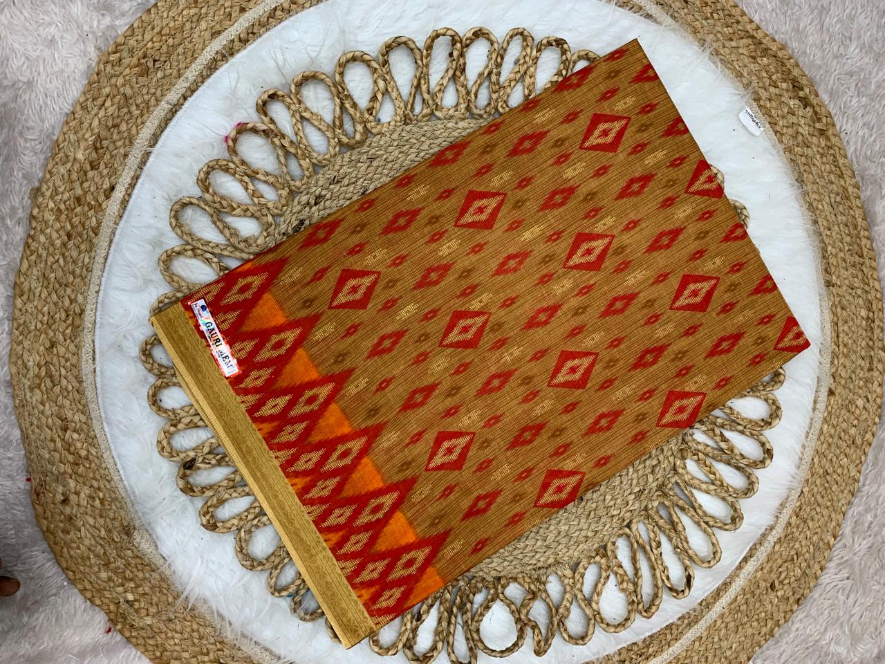 CT-GAURI PURE SUTI COTTON SAREE WITH BATIK PRINT WITH CHIKKO COLOUR COMMON
