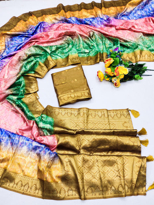 DP-Satrangi Premium Italian Crepe Silk Saree with Beautiful Digital Print and Tussels attached