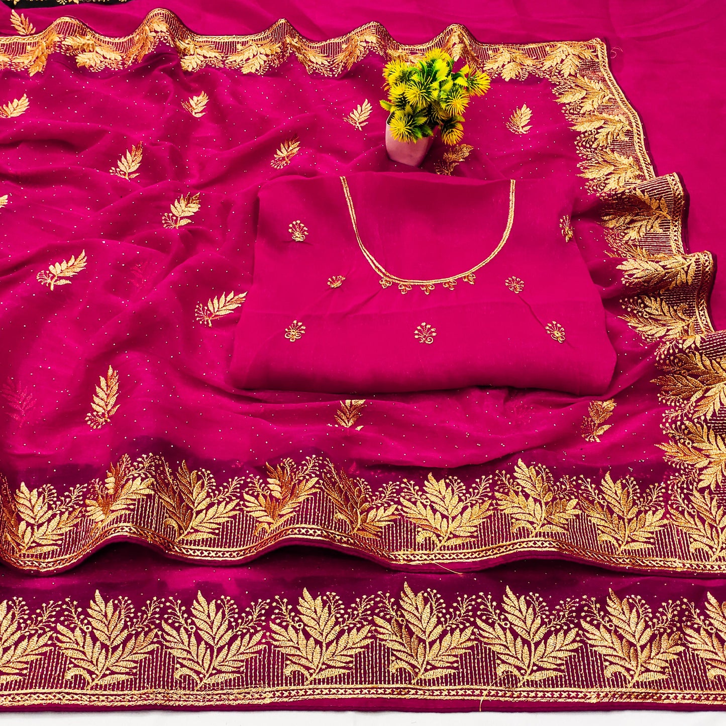 DF-IPL CXC SIMMER WITH BEAUTIFUL EMBORIDERY WORK WITH LEAD FEATHER DESIGN WITH SIROSKI ALL OVER WITH HEAVY BLOUSE