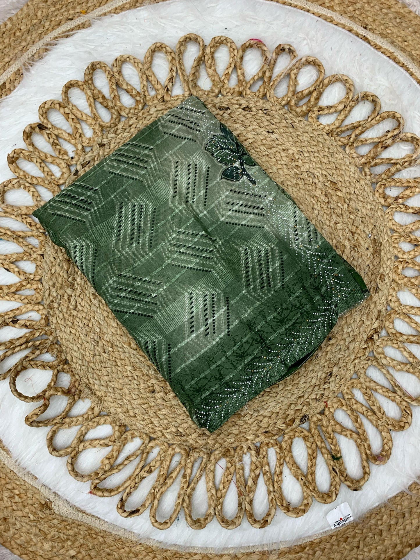KAS-RAM-LEELA PURE PATTERN FABIRCS WITH SIROSKI BORDER AND FULL BUTHA