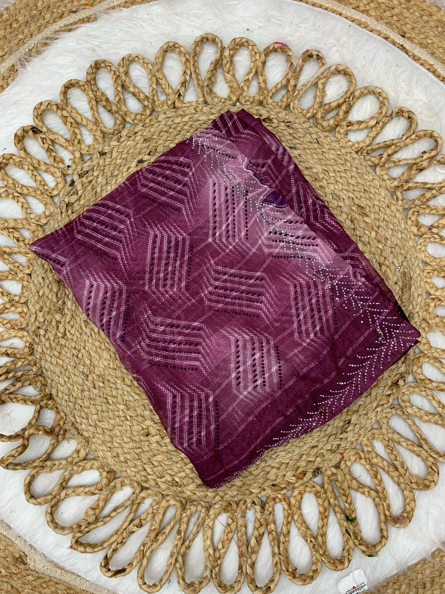 KAS-RAM-LEELA PURE PATTERN FABIRCS WITH SIROSKI BORDER AND FULL BUTHA