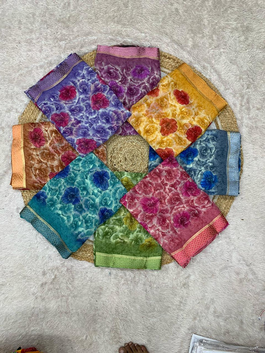 SV-7029 Georgette Saree with 2 inch diable lace with beautiful print