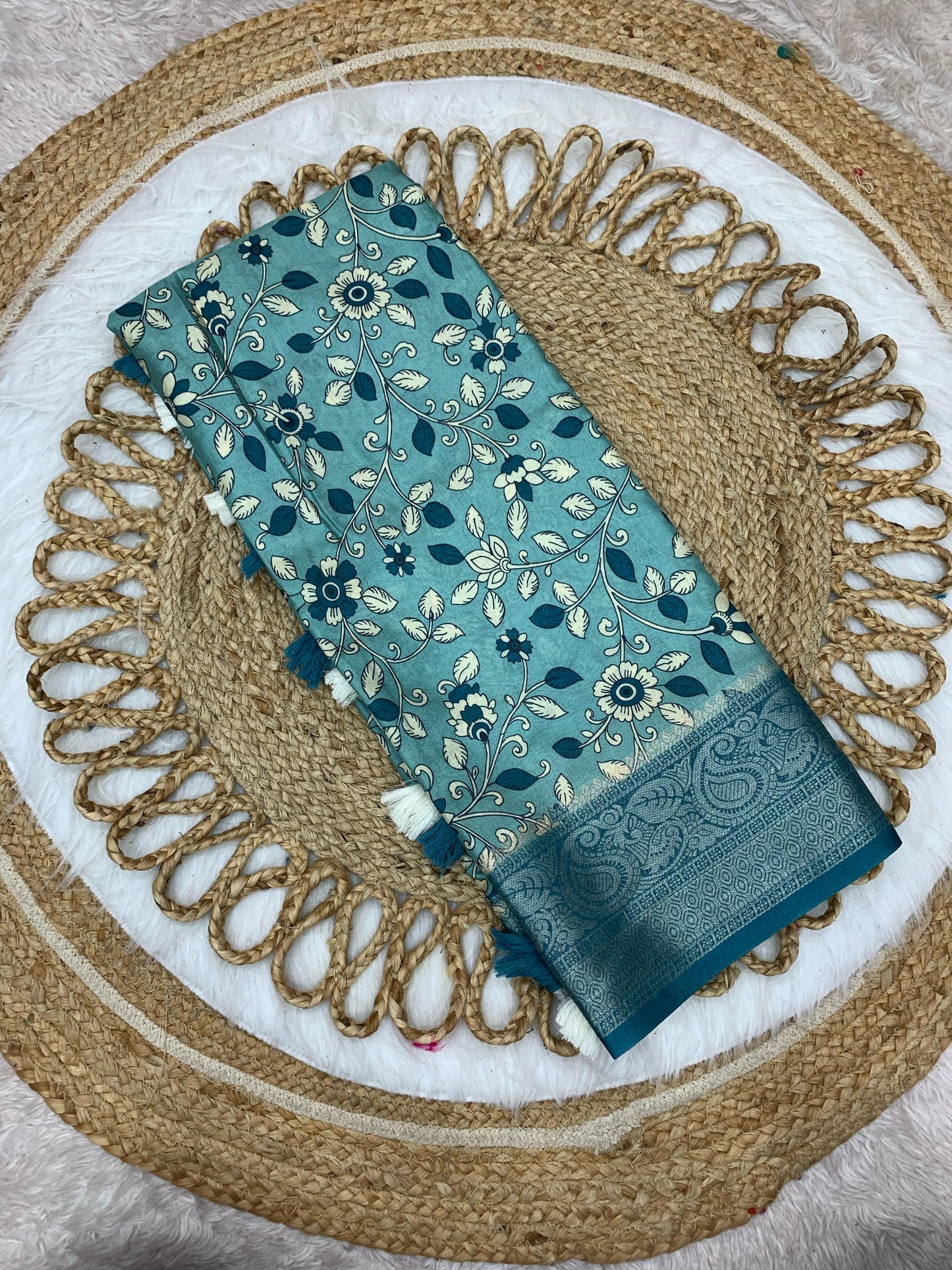 DP-PEACOCK DIGITAL DOLA SILK SAREE WITH BEAUTIFUL RICH PEACOCK PALLU WITH VIRAL DESIGN BODY WITH TASSELS