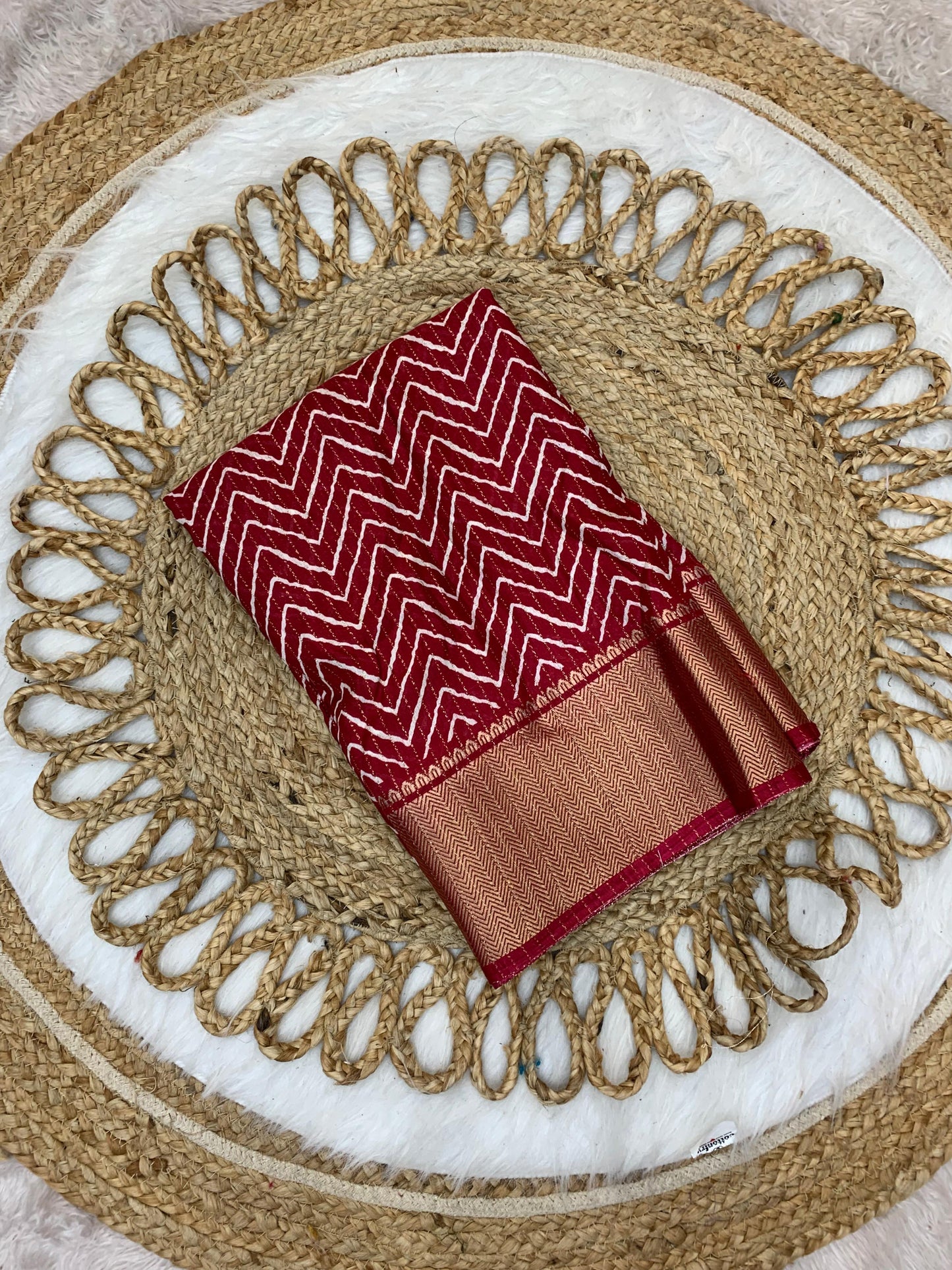CP-7075 DOLA DOBBY RIKO JAREE SAREE WITH BEAUTIFUL LAHERIA PRINT