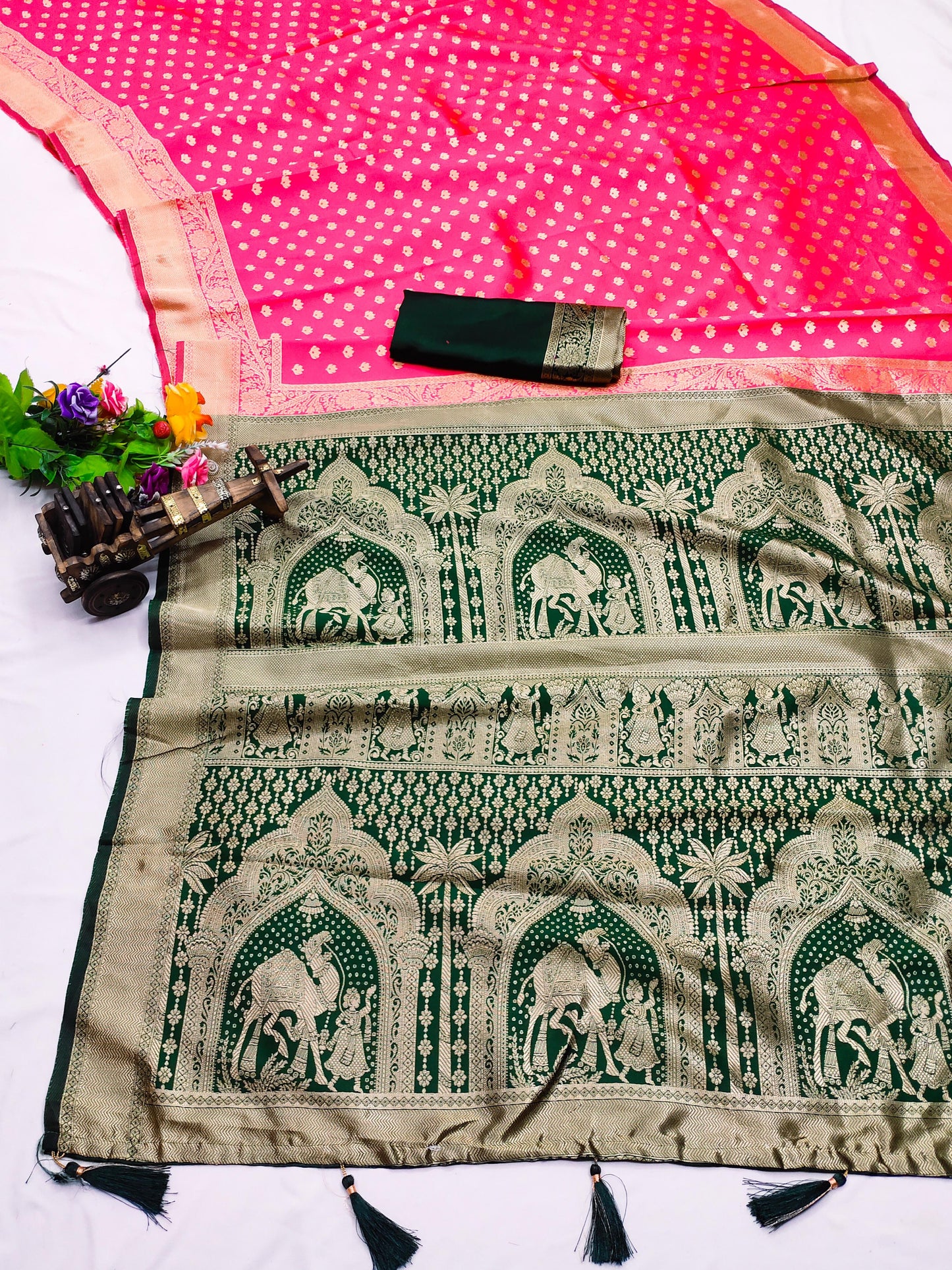 CH-JAISALMER KOTA SOFT SILK SAREE WITH BEAUTIFUL CAMEL DOUBLE PALLU WITH BUTHI DESGIN ON BUTHI