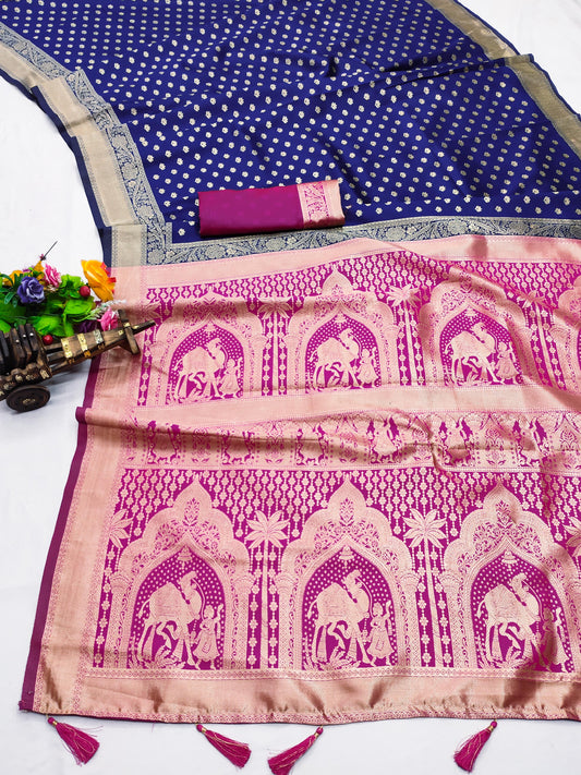 CH-JAISALMER KOTA SOFT SILK SAREE WITH BEAUTIFUL CAMEL DOUBLE PALLU WITH BUTHI DESGIN ON BUTHI