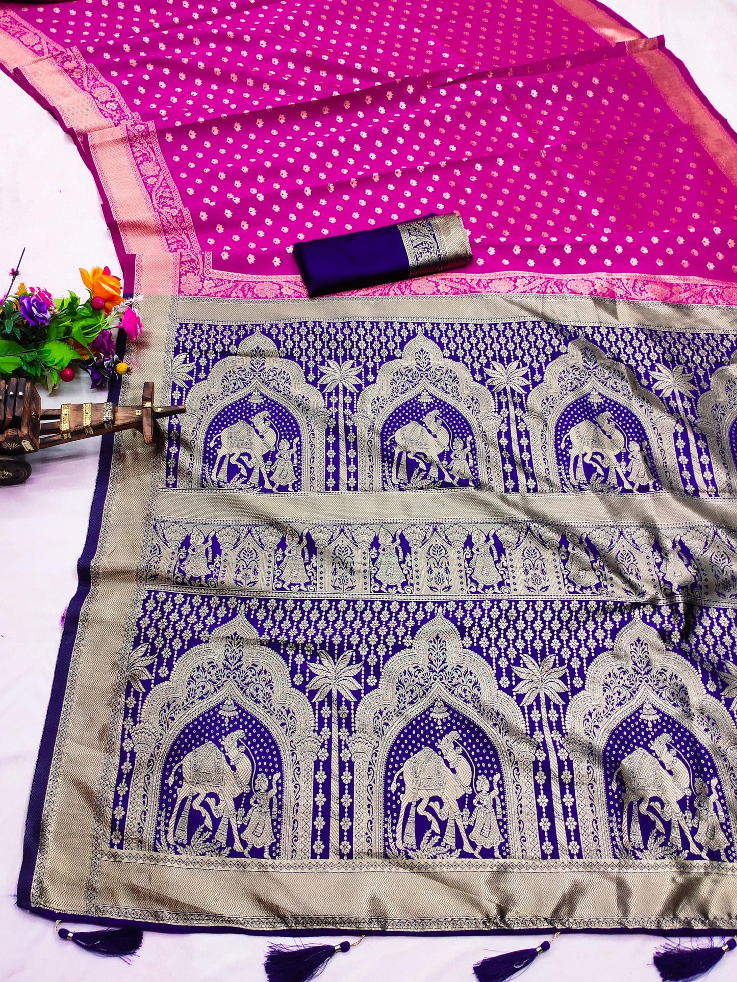 CH-JAISALMER KOTA SOFT SILK SAREE WITH BEAUTIFUL CAMEL DOUBLE PALLU WITH BUTHI DESGIN ON BUTHI