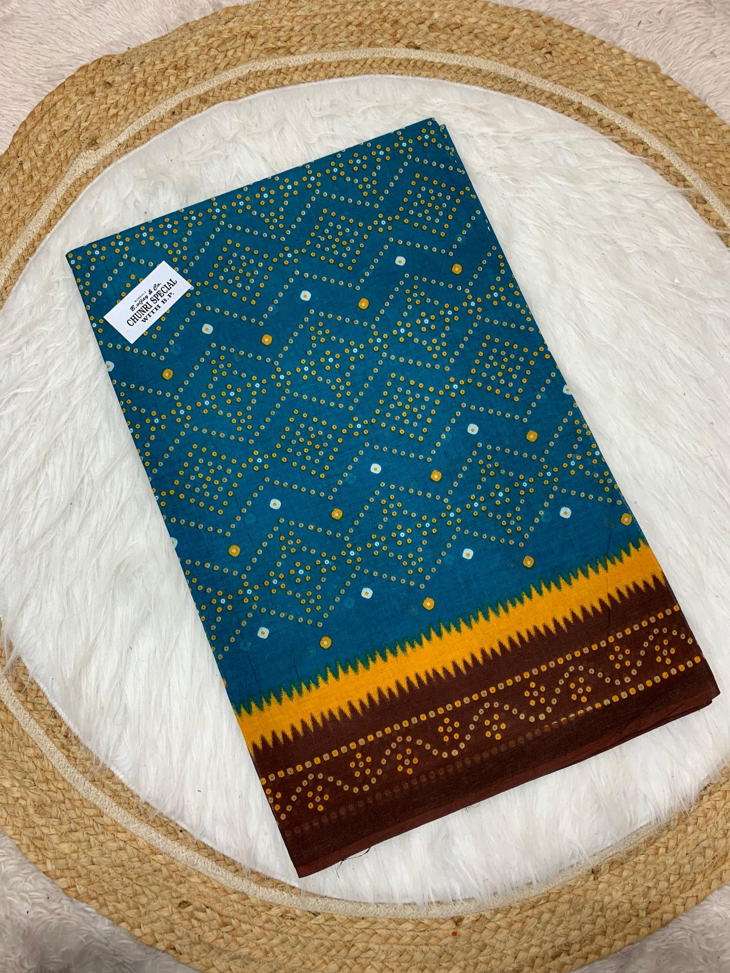 CT-CHUNRI-SPEICAL PURE SUTI COTTON SAREE WITH BEAUTIFUL CHUNRI PRINTS
