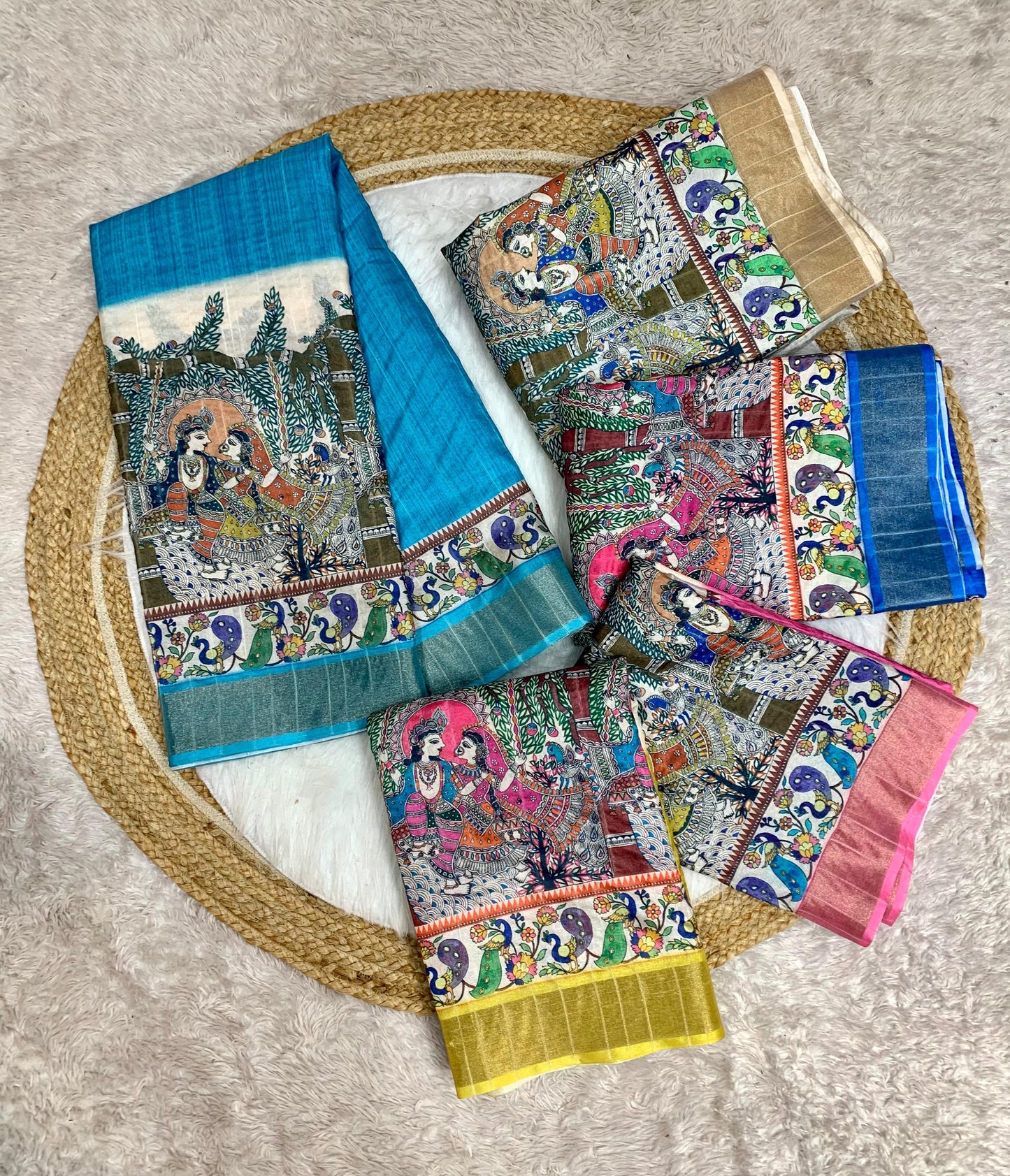 DP-KRISHNA Premium handloom saree with beautiful Radha Krishna design digital print with 6.30 MTR