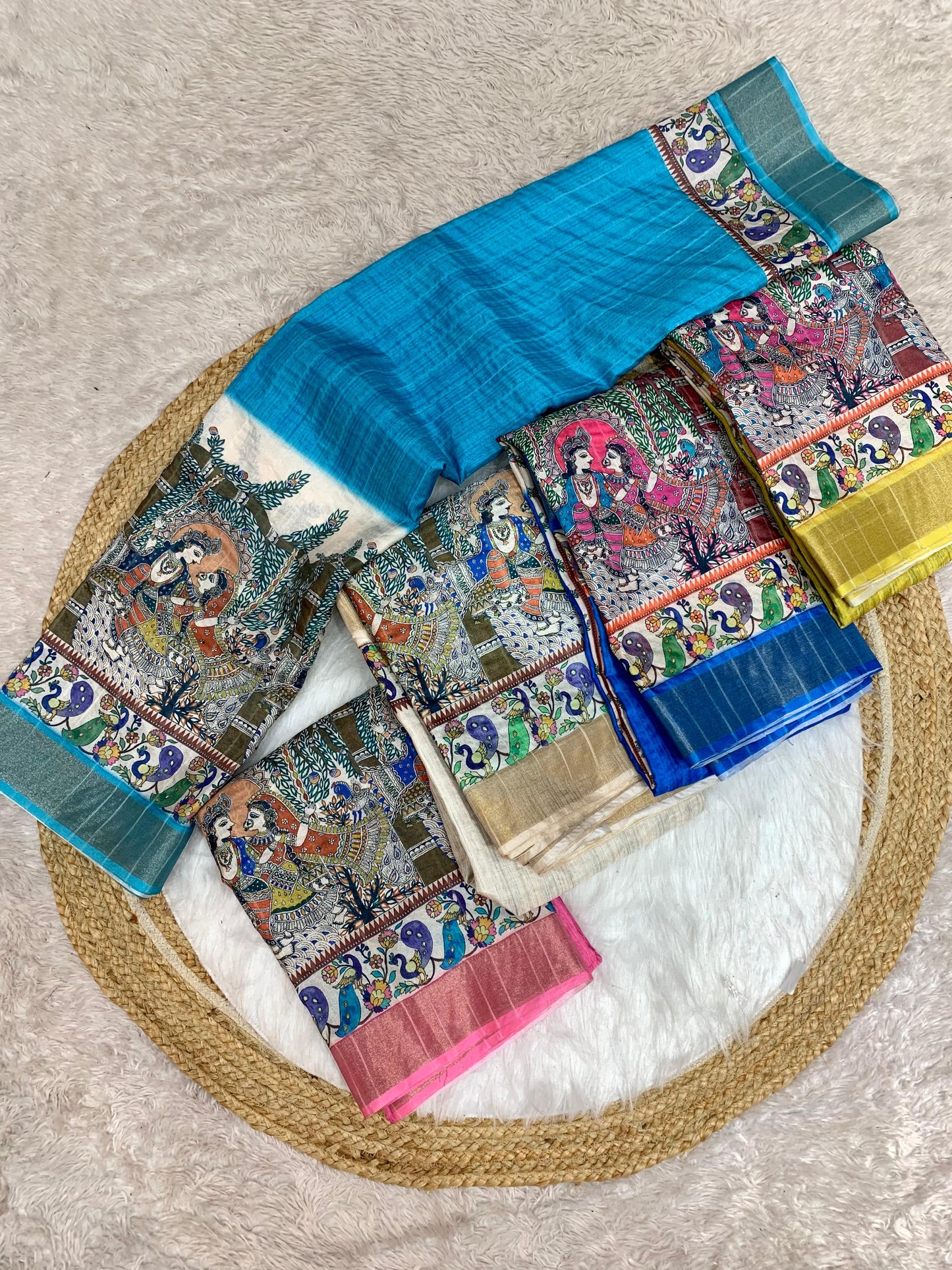 DP-KRISHNA Premium handloom saree with beautiful Radha Krishna design digital print with 6.30 MTR