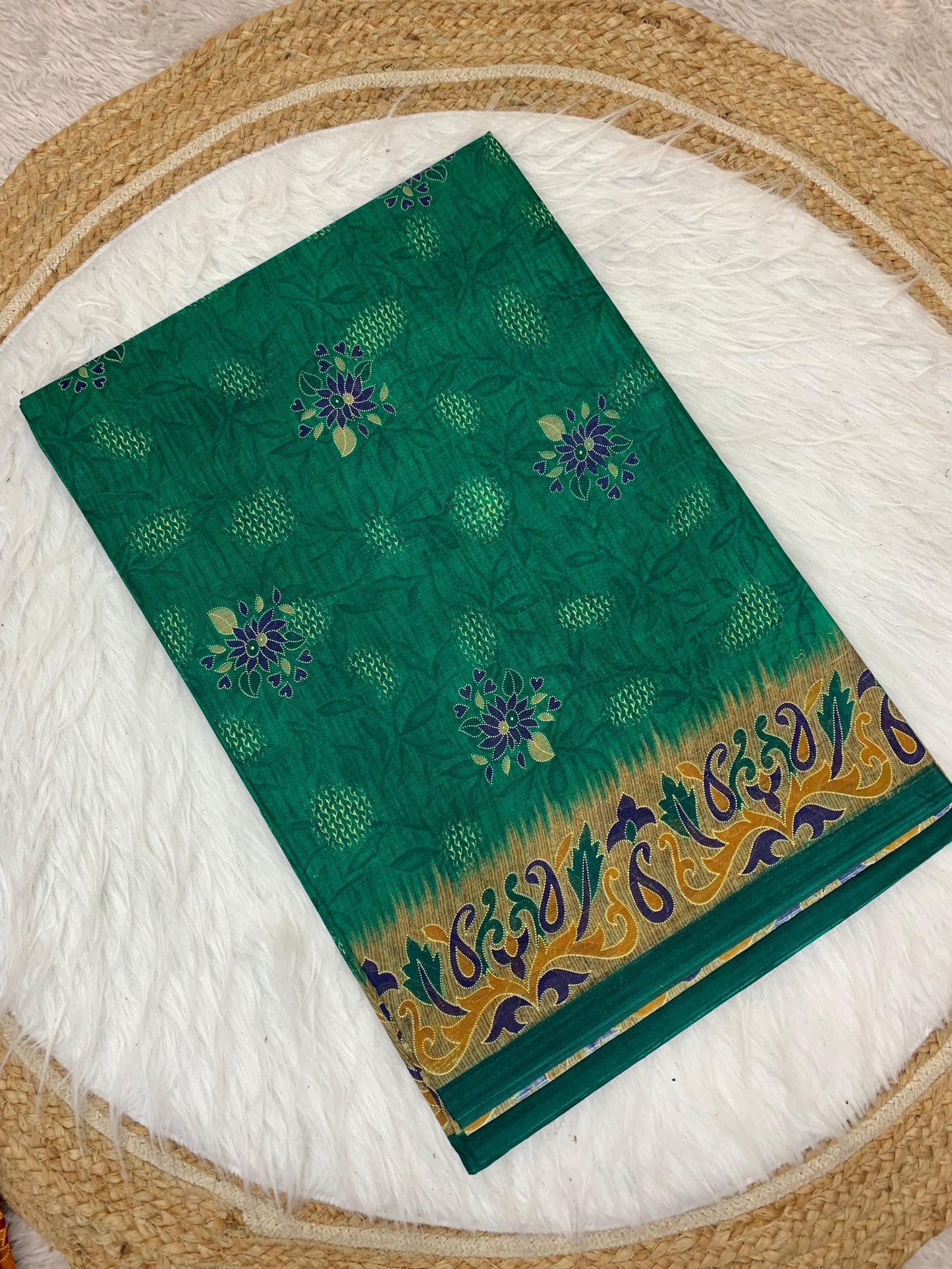 CT-RUDRAKSHA PURE SUTI COTTON SAREE WITH BEAUTIFUL PRINTS WITHOUT BP