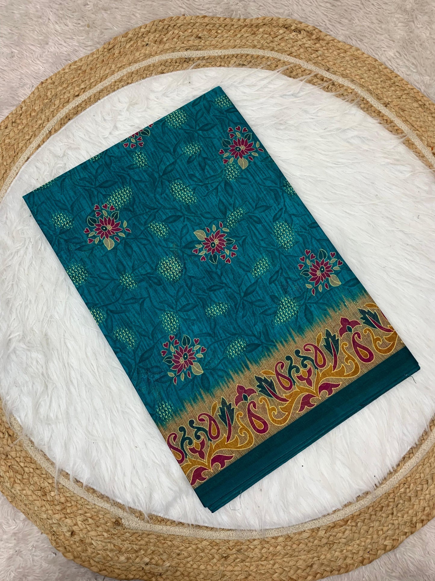 CT-RUDRAKSHA PURE SUTI COTTON SAREE WITH BEAUTIFUL PRINTS WITHOUT BP