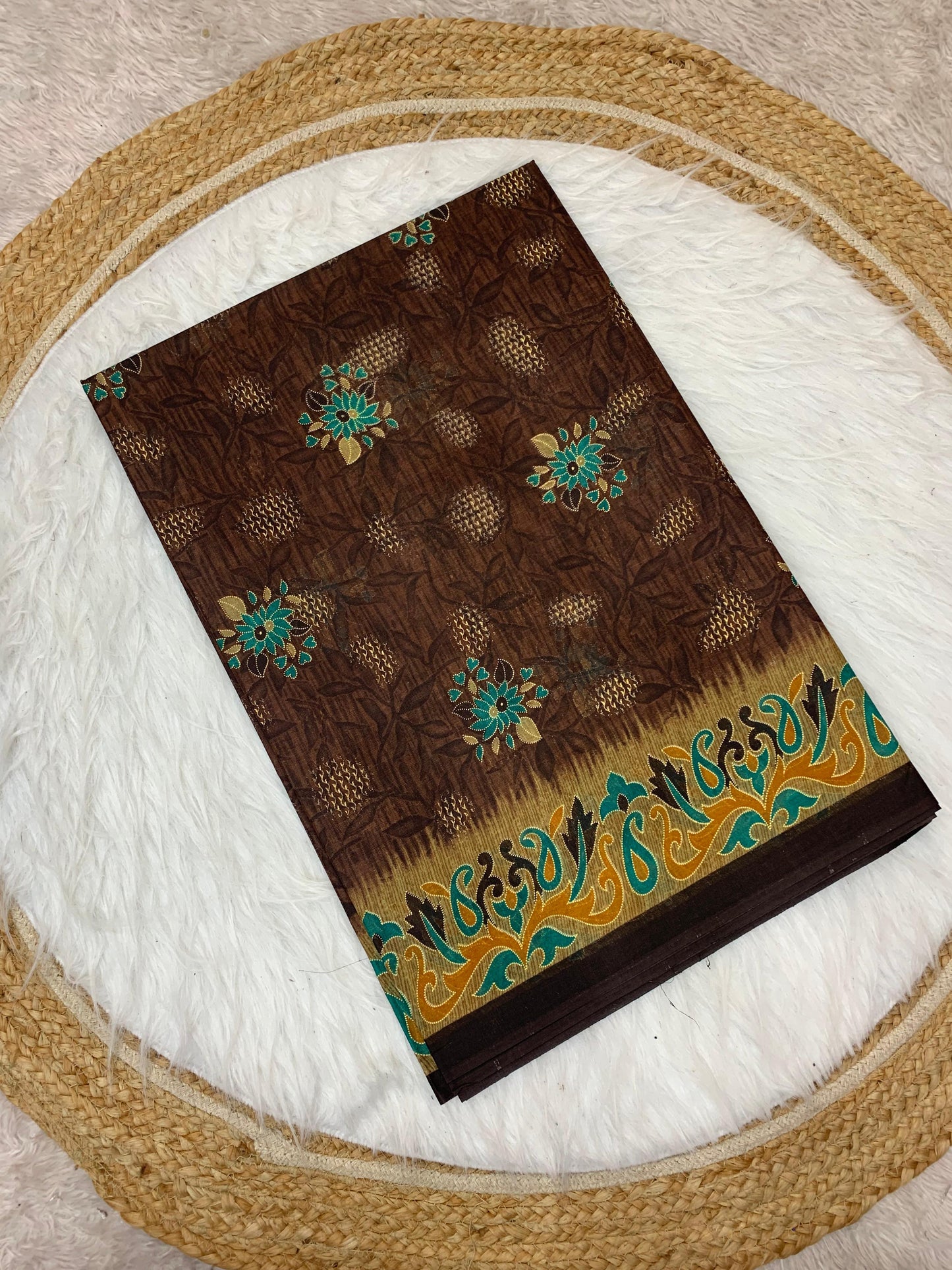CT-RUDRAKSHA PURE SUTI COTTON SAREE WITH BEAUTIFUL PRINTS WITHOUT BP