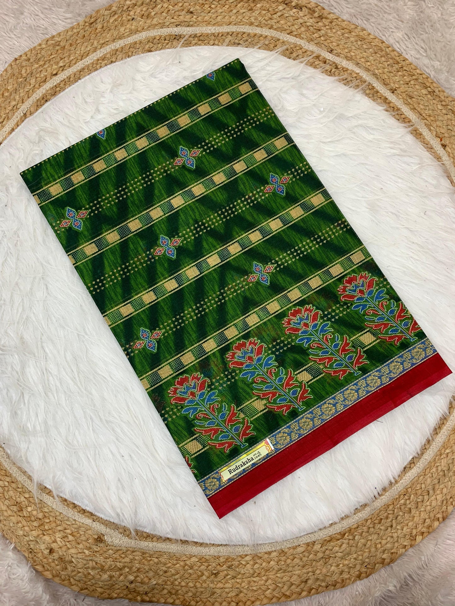 CT-RUDRAKSHA PURE SUTI COTTON SAREE WITH BEAUTIFUL PRINTS WITHOUT BP