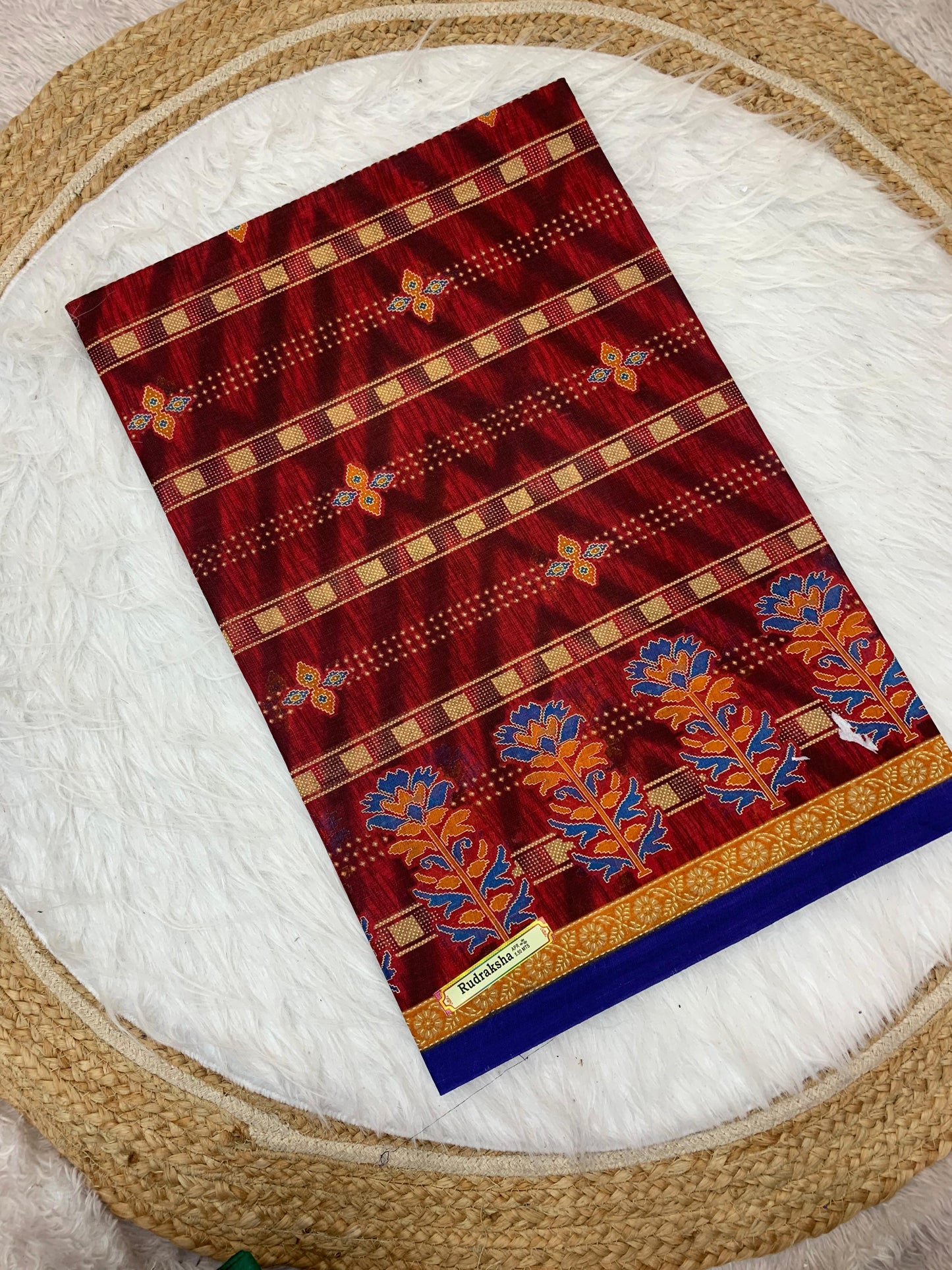 CT-RUDRAKSHA PURE SUTI COTTON SAREE WITH BEAUTIFUL PRINTS WITHOUT BP