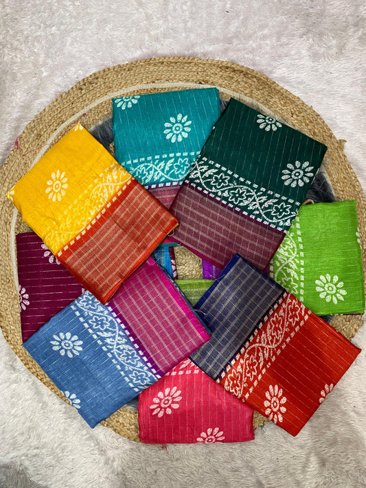 RK-7013 DOLA RIKO SAREE WITH BEAUTIFUL PRINT WITH JAREE LINING