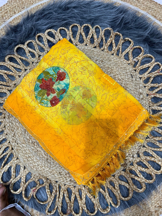 RR-ATM WEIGHLTESS SAREE WITH BEAUTIFUL LACE BORDER WITH BUTTA SIROSKI WITH BRIGHT MATCHING