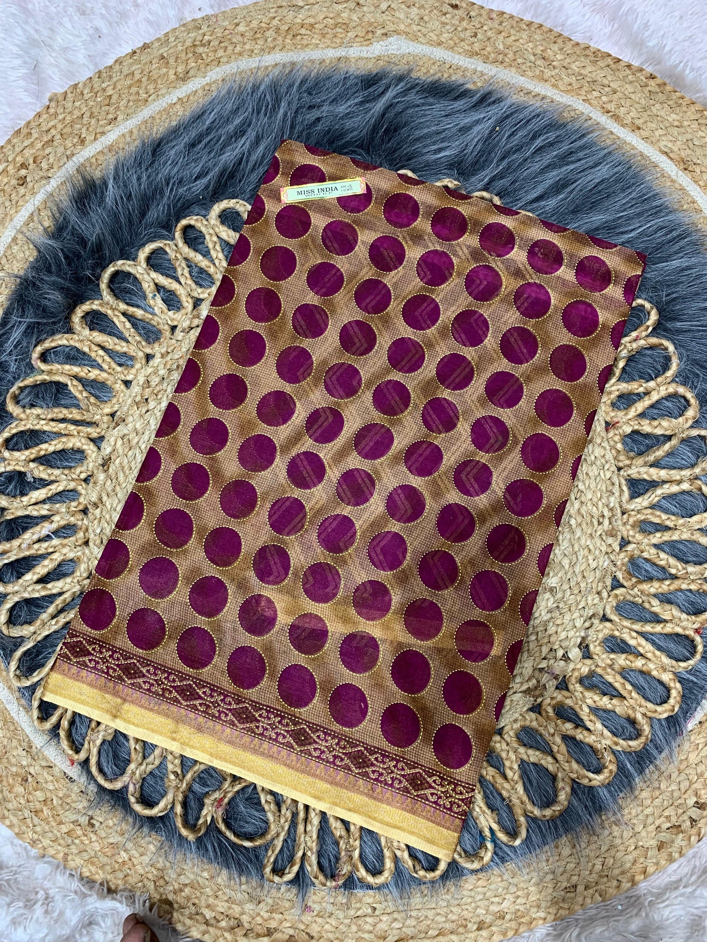 CT-MISS-INDIA-WITH-BP SUTI COTTON SAREE WITH BEAUTIFUL PRINT WITH CHIKKO COLOUR COMMON WITH BLOUSE PIECE