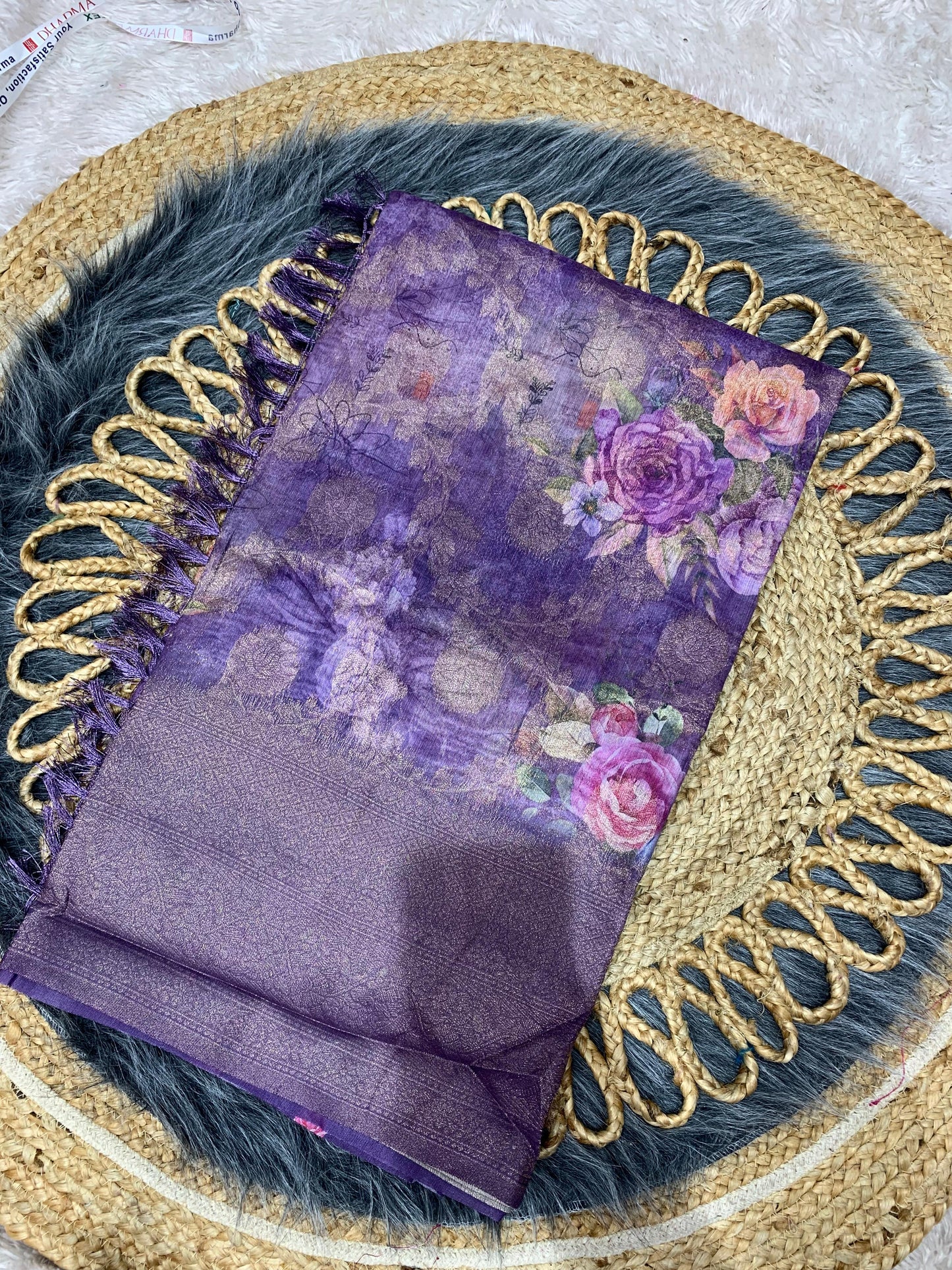 DP-BARBARY-FLOWER BARBARY SAREE WITH BEAUTIFUL FLOWER DIGITAL PRINT WITH JHALAR