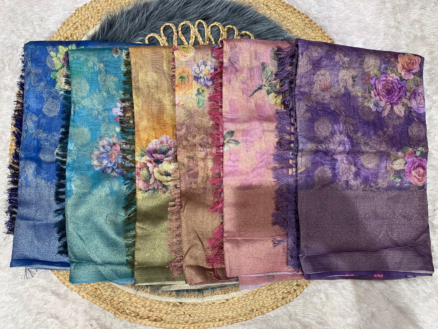 DP-BARBARY-FLOWER BARBARY SAREE WITH BEAUTIFUL FLOWER DIGITAL PRINT WITH JHALAR