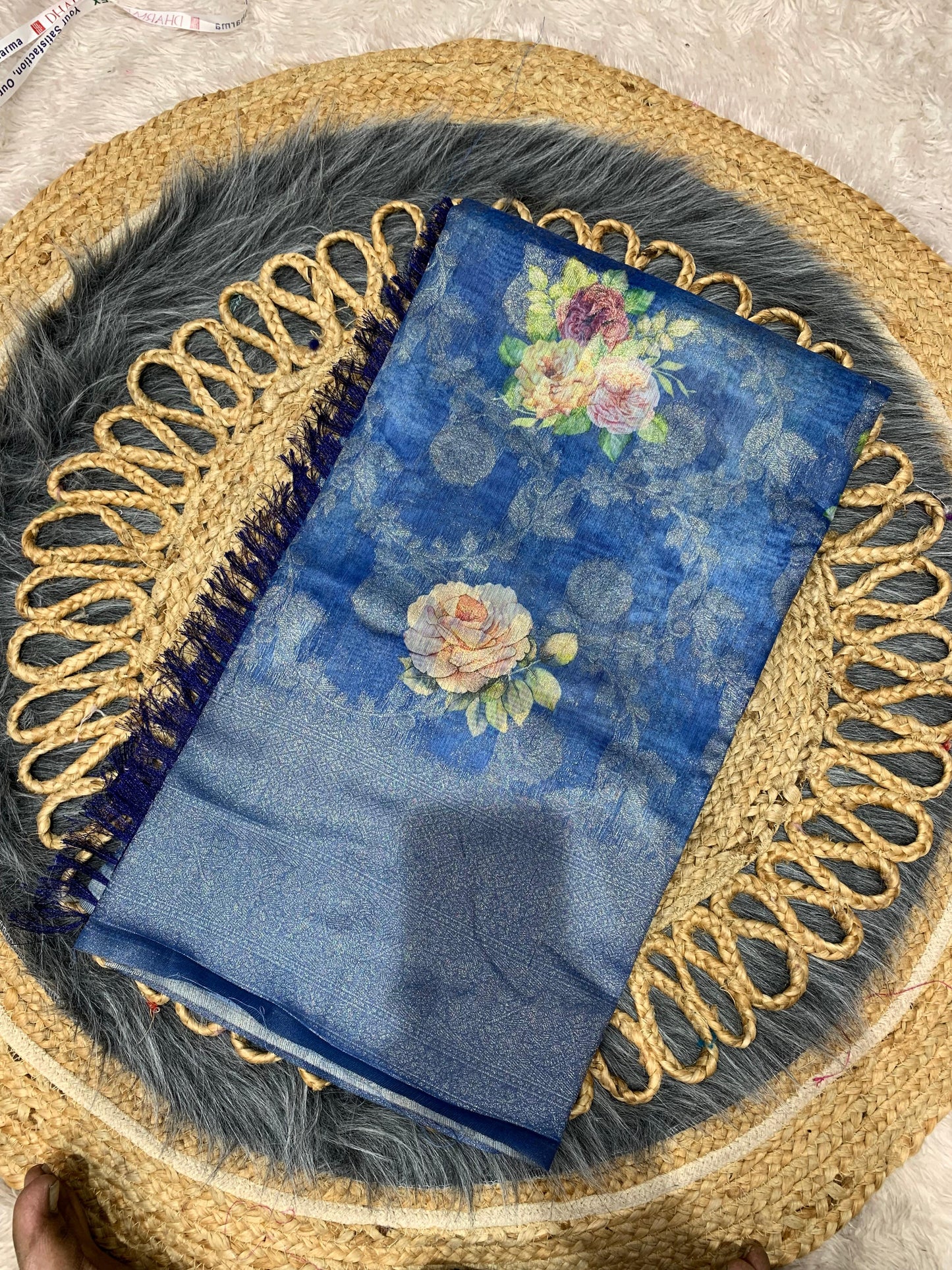 DP-BARBARY-FLOWER BARBARY SAREE WITH BEAUTIFUL FLOWER DIGITAL PRINT WITH JHALAR