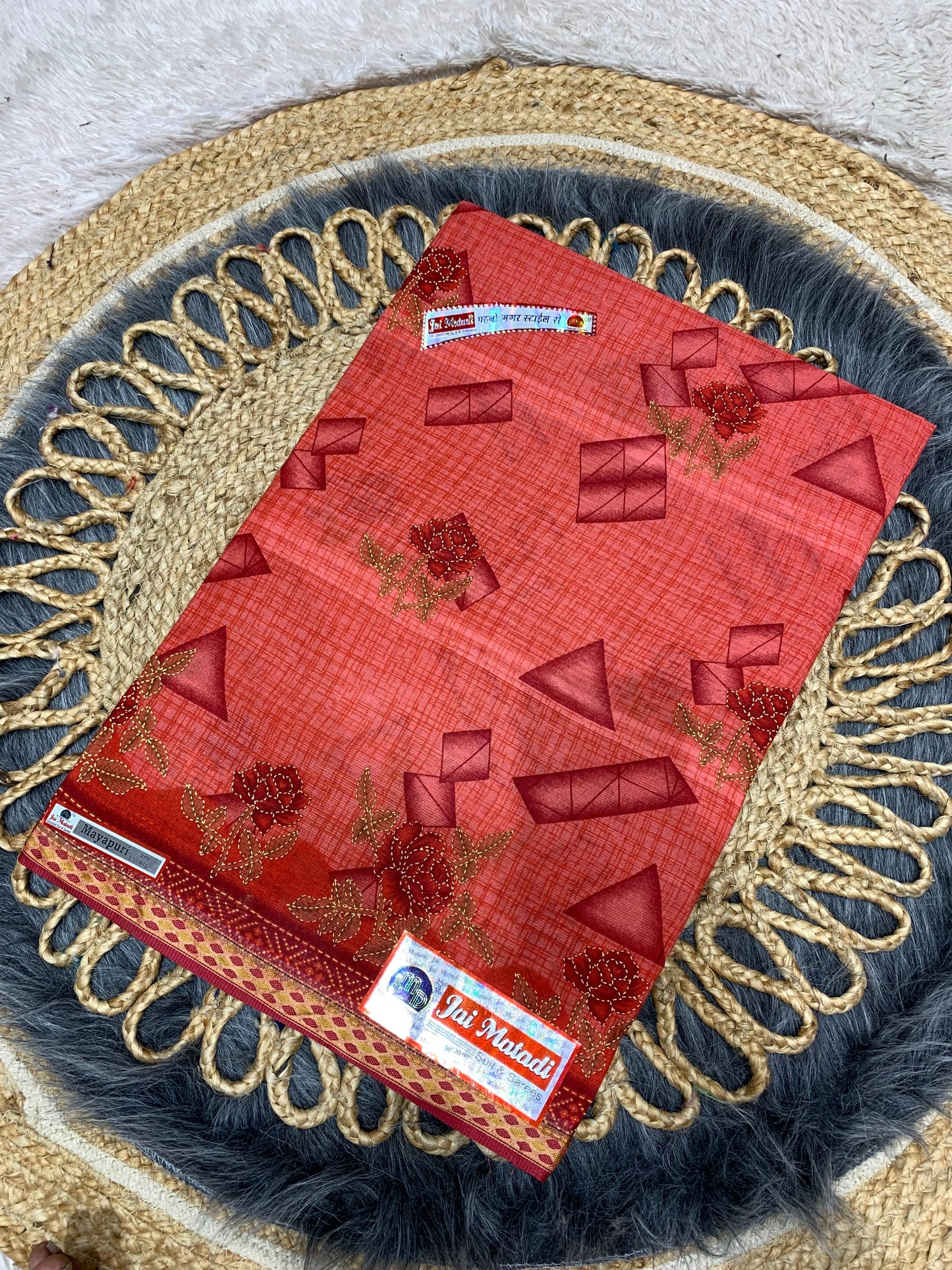 CT-MAYAPURI WITHOUT BP PURE SUTI COTTON SAREE WITH BEAUTIFUL FLOWER PRINT WITHOUT BLOUSE PIECE