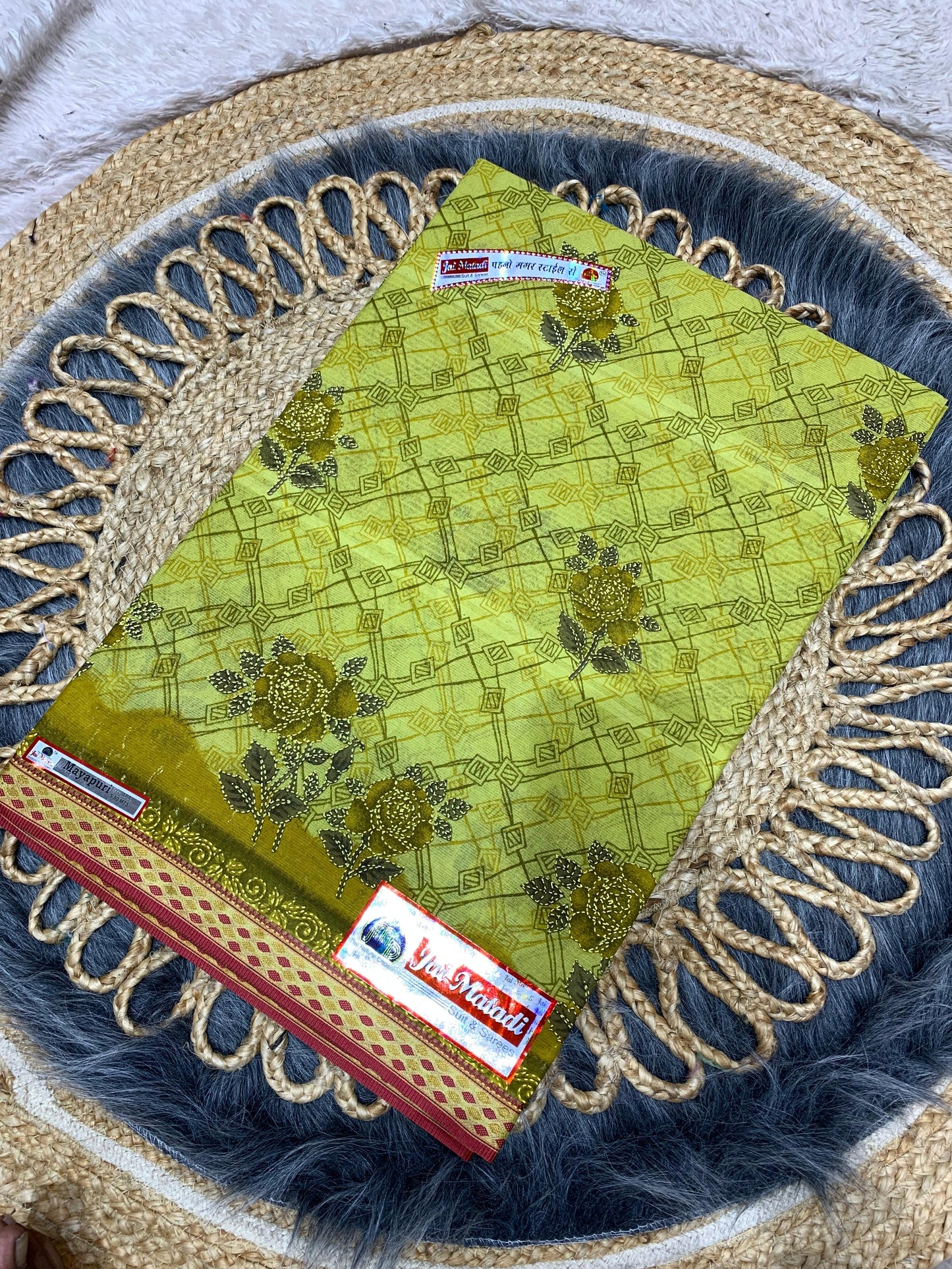 CT-MAYAPURI WITHOUT BP PURE SUTI COTTON SAREE WITH BEAUTIFUL FLOWER PRINT WITHOUT BLOUSE PIECE