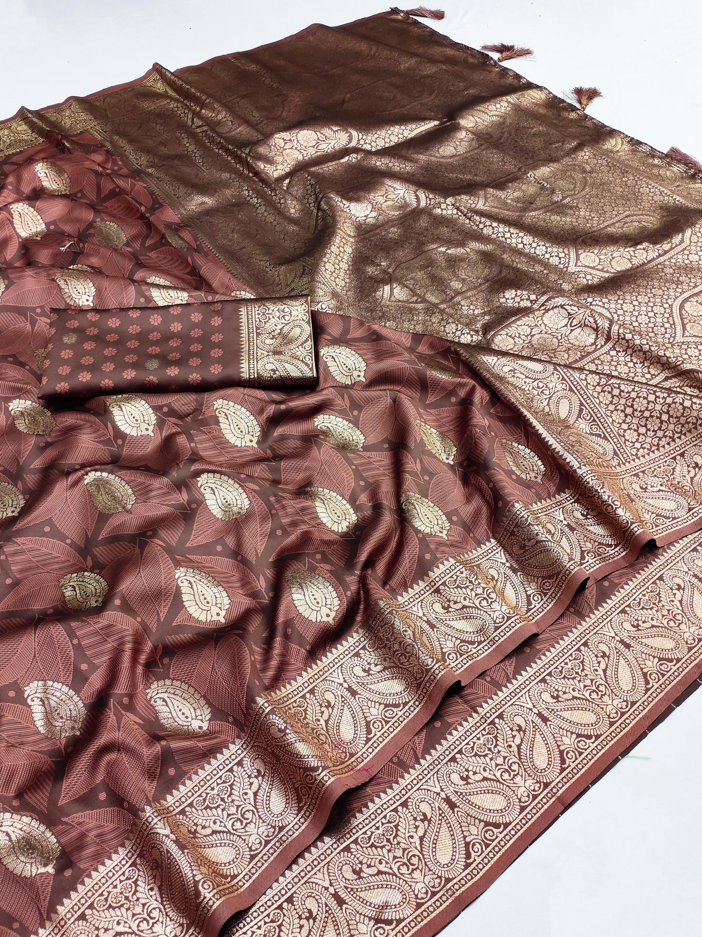 AJ-NEPAL PREMIUM SOFT SILK SAREE WITH SELF WORK WITH RICH PALLU BANARASI JAREE WORK WITH BUTTI BLOUSE