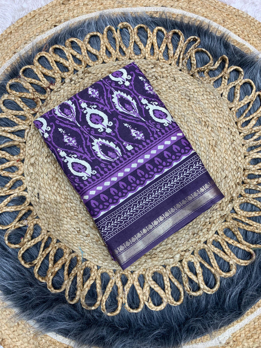 CP-7083 DOLA SILK SAREE WITH BEAUTIFUL AJRAK PRINT WITH FULL 6.30 MTR