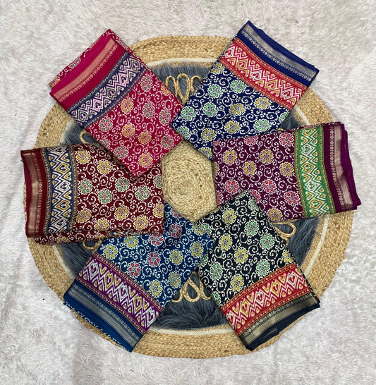 CP-7084 DOLA SILK SAREE WITH BEAUTIFUL AJRAK PRINT WITH FULL 6.30 MTR