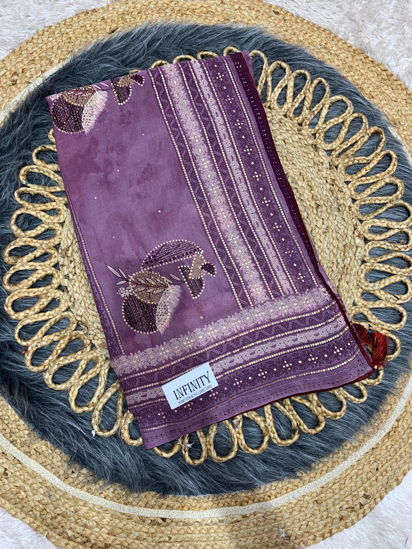 RF-INFINITY-2 FANCY PRINTED SAREE WITH DMC WORK WITH HEAVY WORK BLOUSE