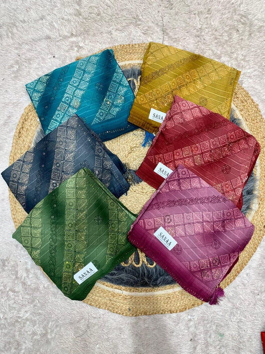 RF-SANAA FANCY PRINTED SAREE WITH DMC WORK