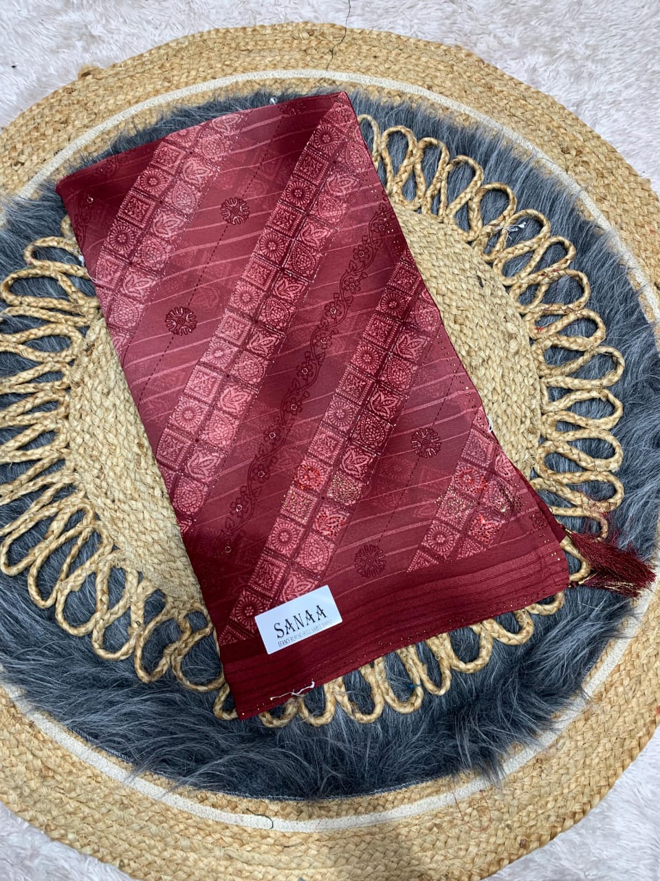 RF-SANAA FANCY PRINTED SAREE WITH DMC WORK