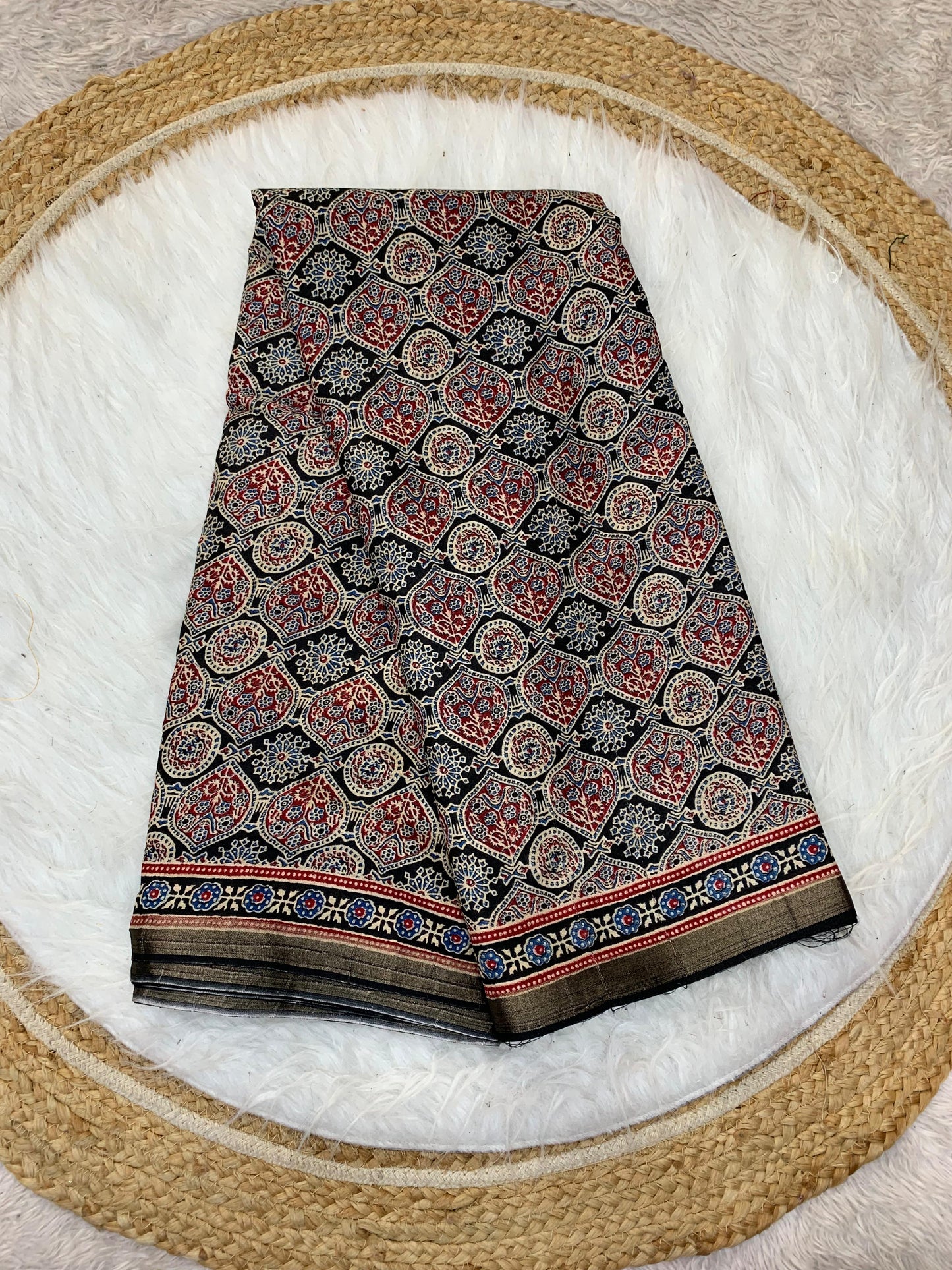 CP-DIVIYA MAL COTTON SAREE WITH VIRAL AJRAK PRINT SAREE WITH FULL 6.30 MTR CUT
