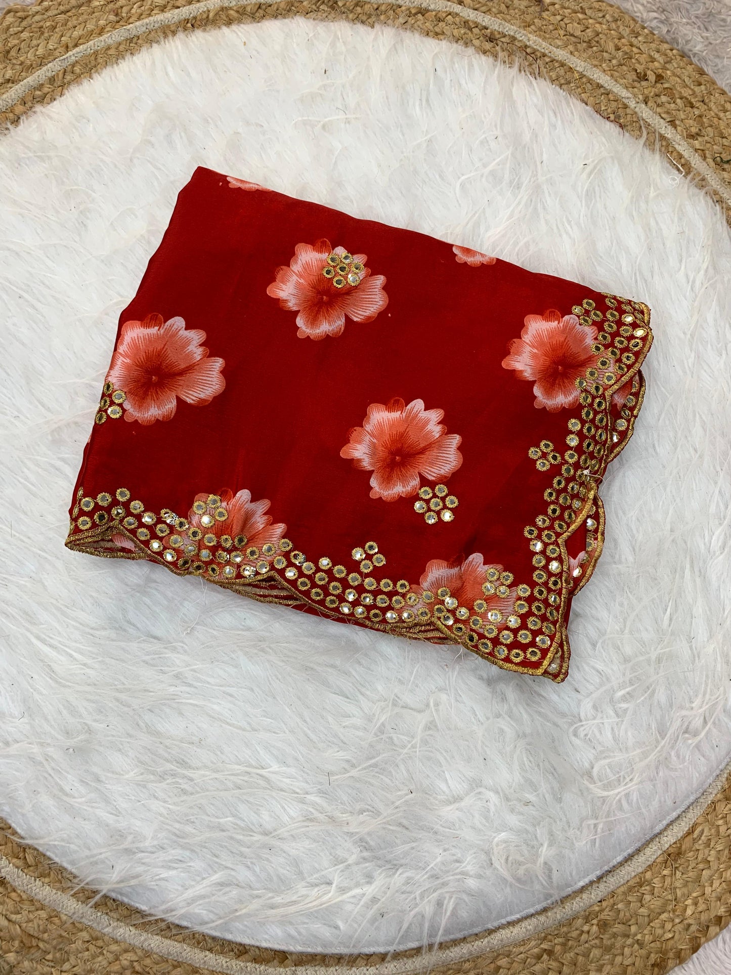 DF-BELLFLOWER HEAVY PRITNED BIG FLOWER SAREE WITH BEAUTIFUL MIRROR BORDER WITH CUTWORK VIRAL SAREE