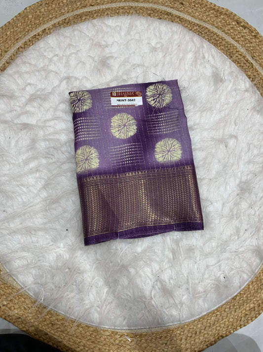 PRINT-3042 HEAVY DOLA RIKO SAREE WITH BEAUTIFUL PADDING PRINT WITH FULL 6.30 MTR CUT