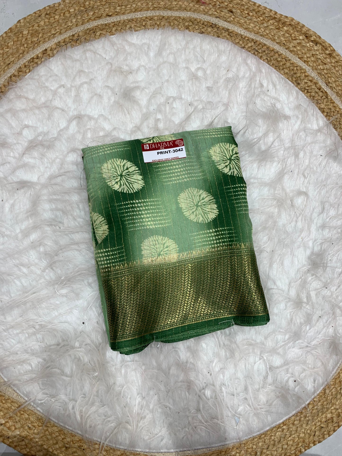 PRINT-3042 HEAVY DOLA RIKO SAREE WITH BEAUTIFUL PADDING PRINT WITH FULL 6.30 MTR CUT