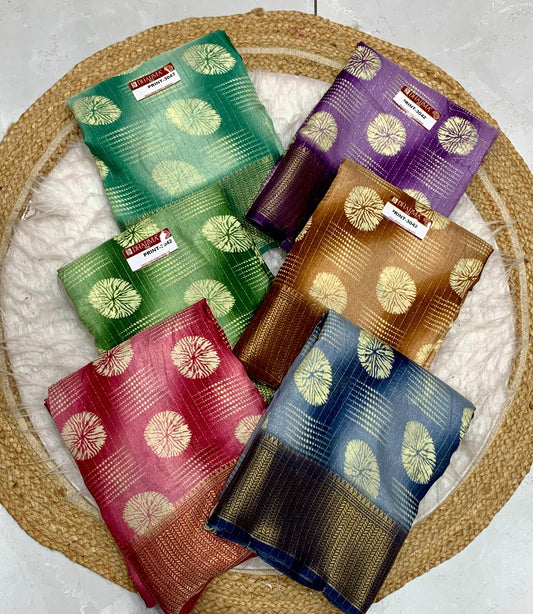 PRINT-3042 HEAVY DOLA RIKO SAREE WITH BEAUTIFUL PADDING PRINT WITH FULL 6.30 MTR CUT